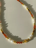 Tiger's Eye & Garnet Crystal Necklace - 3mm Faceted