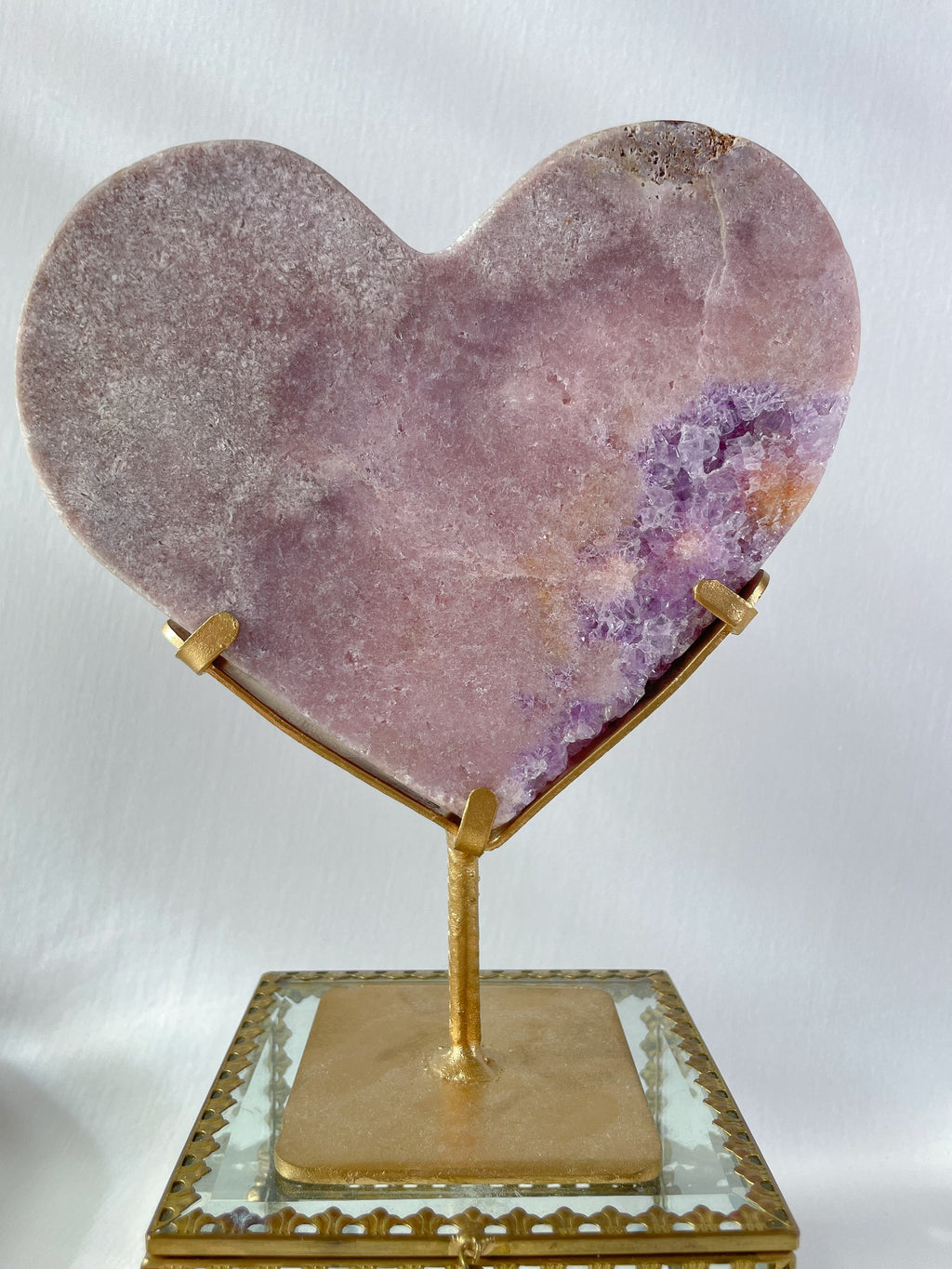 Pink Amethyst Heart on Stand 7