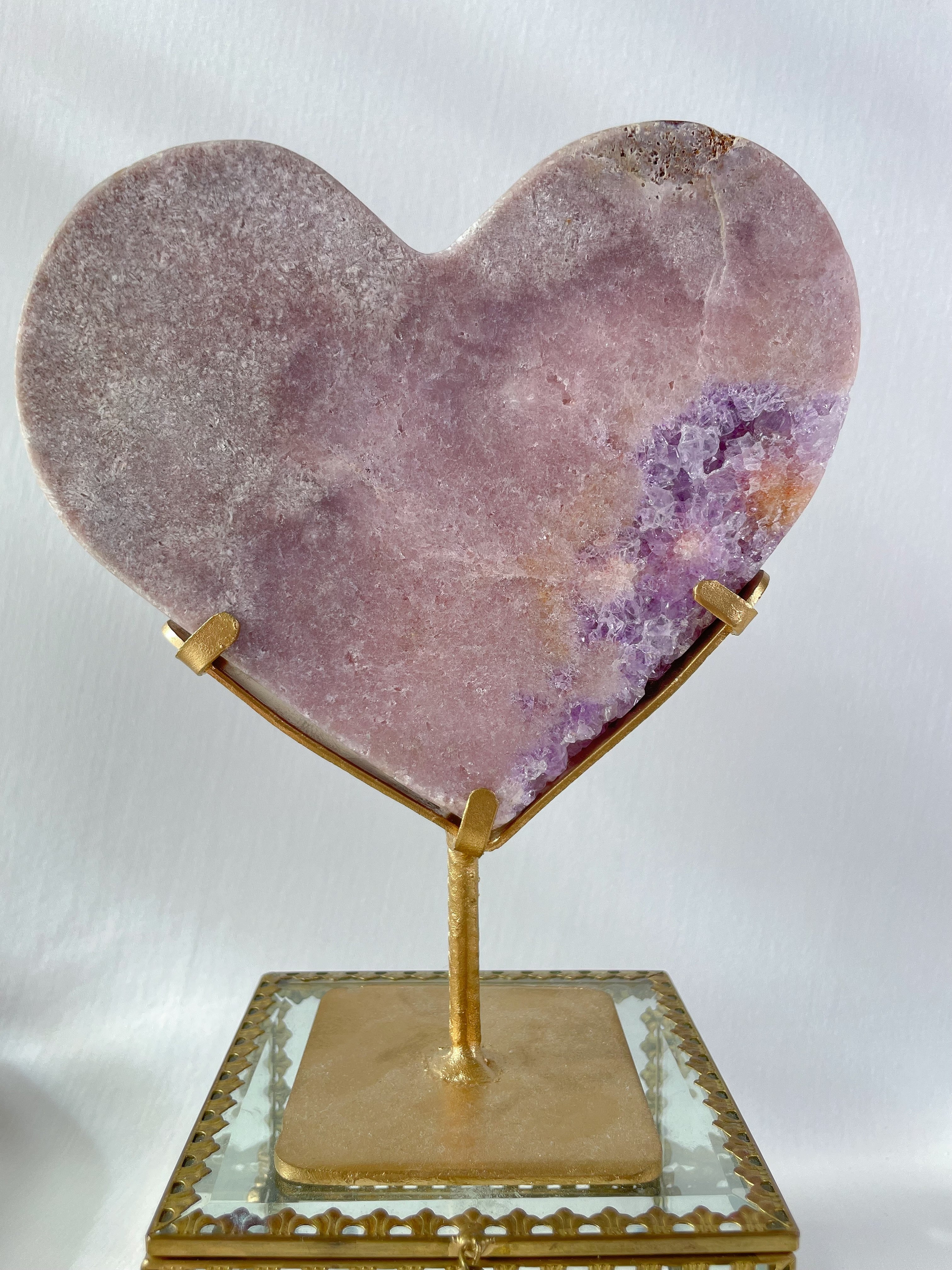 Pink Amethyst Heart on Stand 7