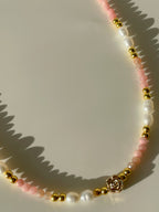 Sunstone & Pink Opal Crystal Necklace - 3mm Faceted