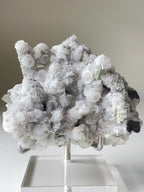 Petal Calcite and Specular Hematite on Chlorite-included Quartz - Inner Mongolia, China