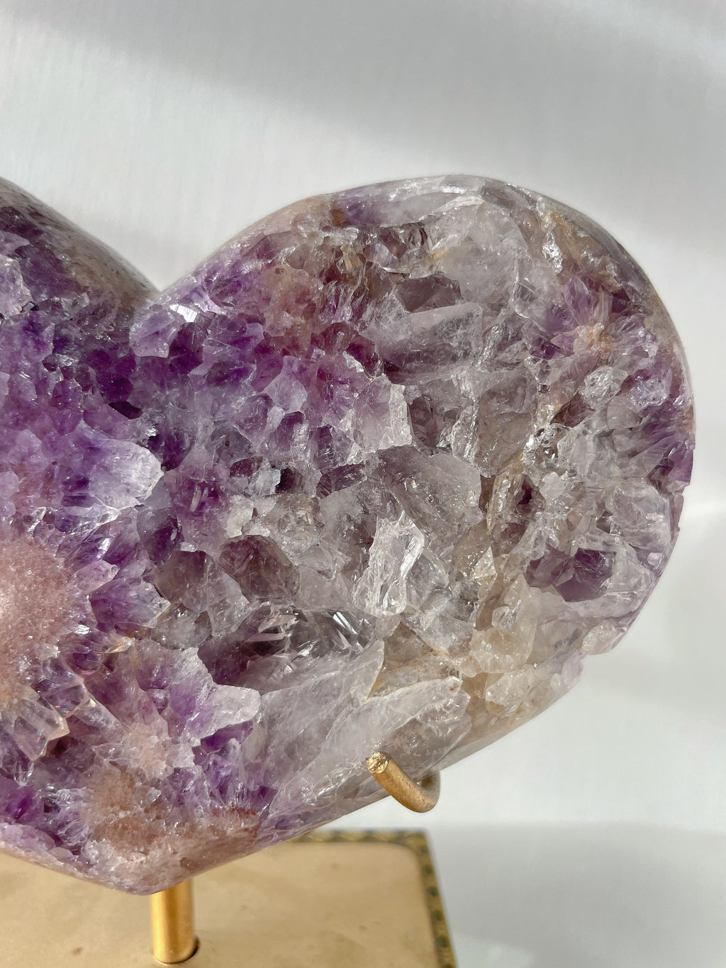 Pink Amethyst Heart on Stand 3