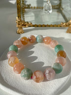 Green Flower Agate Bracelet - Chunky 14mm