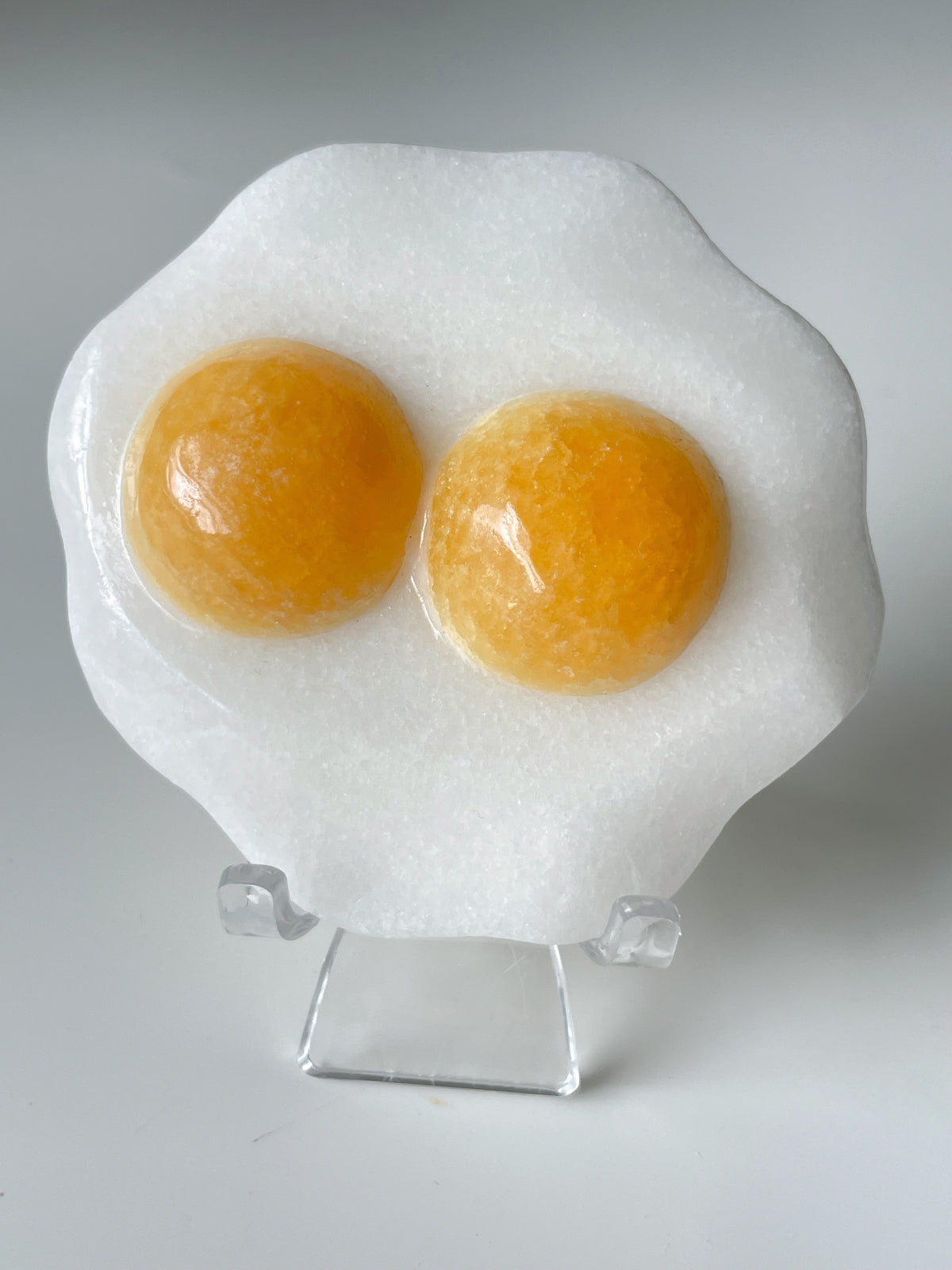 Orange Calcite & White Jade Egg Carving 2