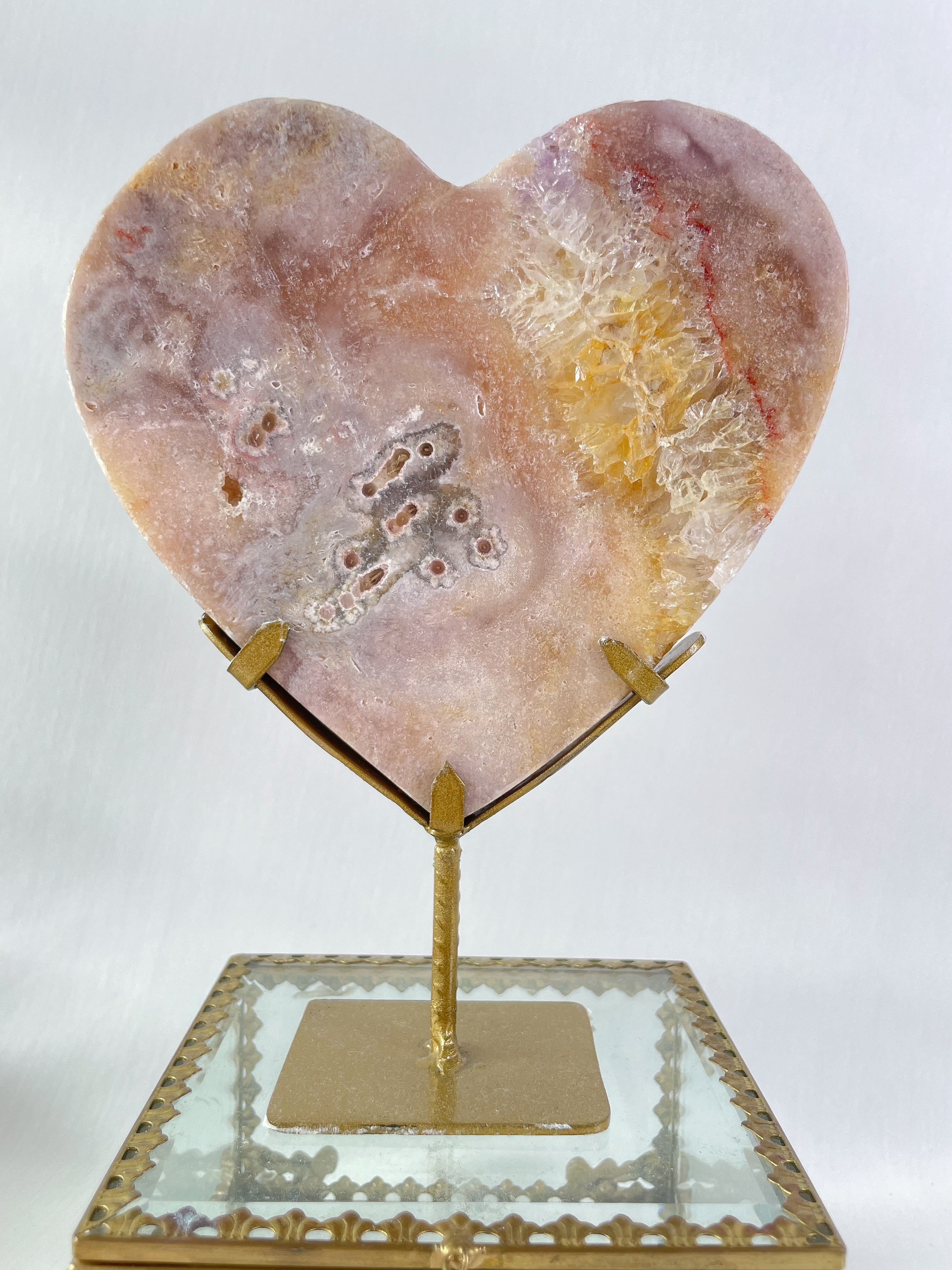 Pink Amethyst Heart on Stand 5