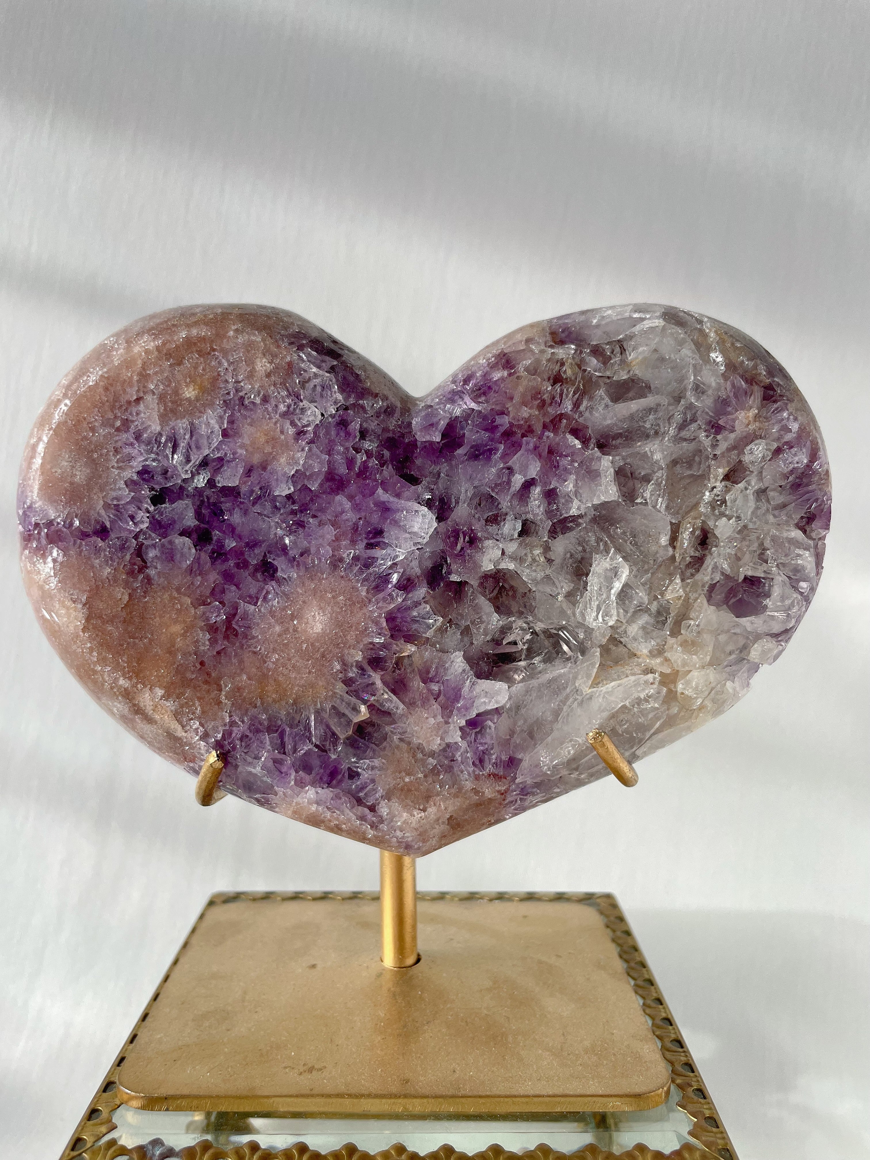Pink Amethyst Heart on Stand 3