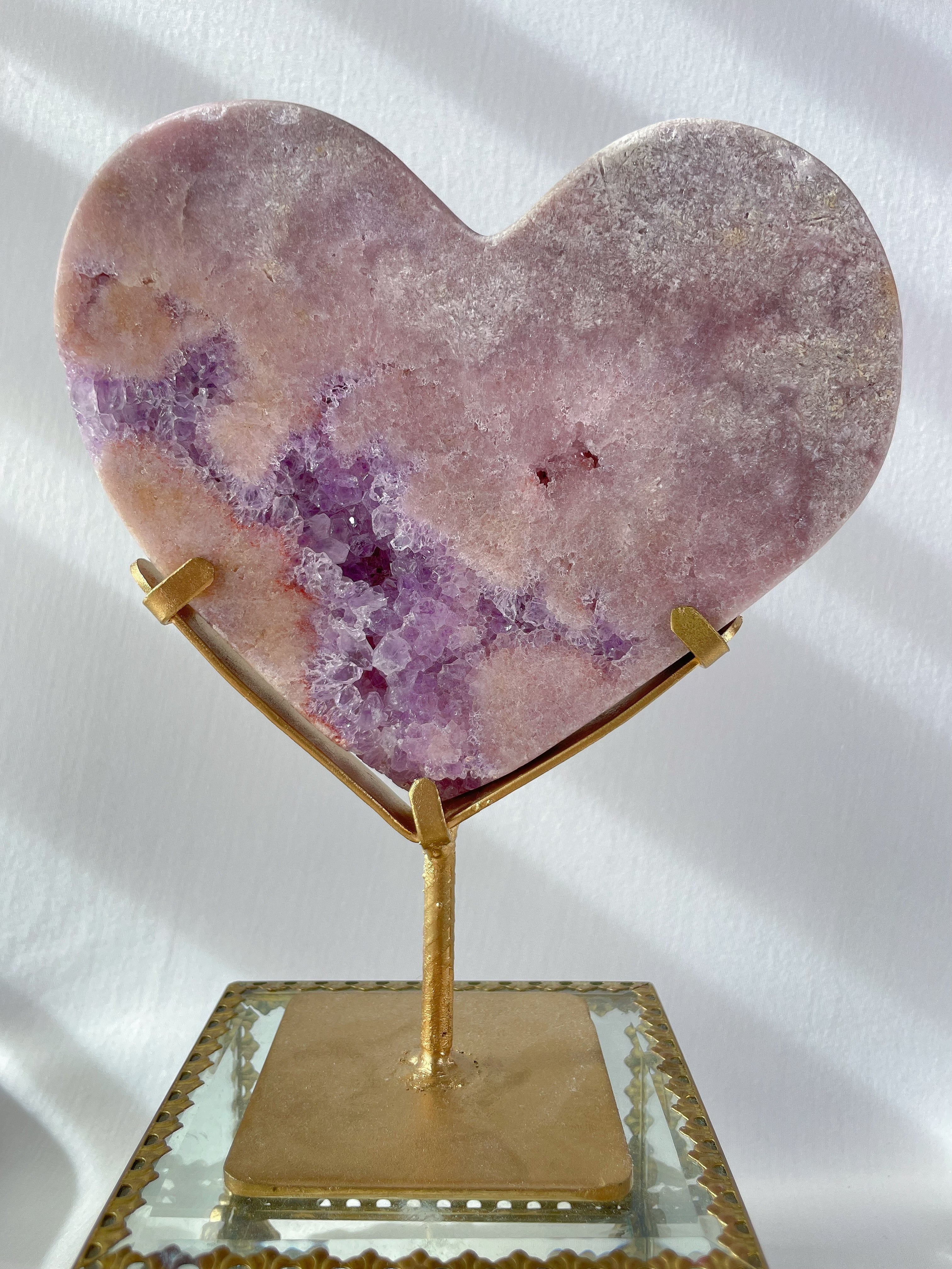 Pink Amethyst Heart on Stand 7