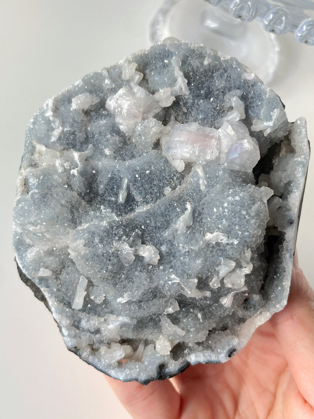 Blue Chalcedony Pink Stilbite Cluster 3