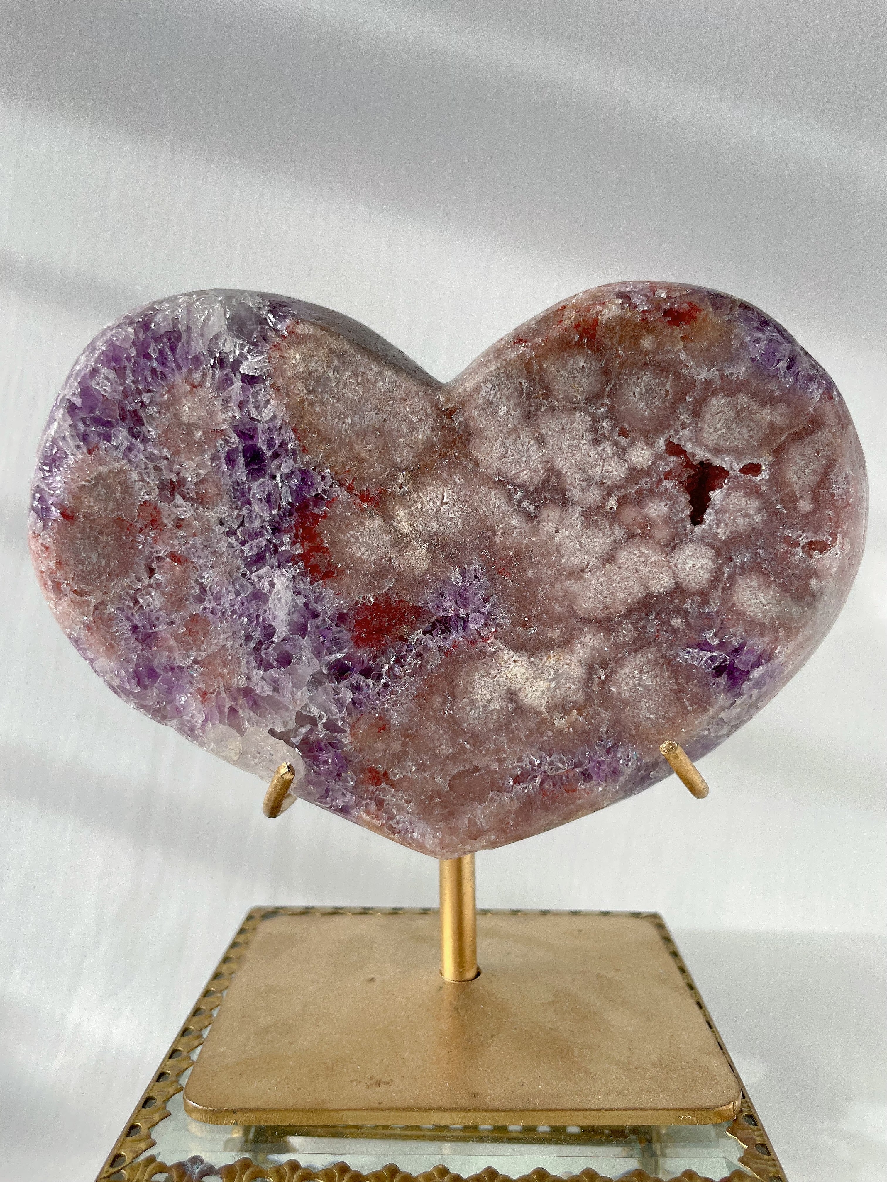 Pink Amethyst Heart on Stand 3