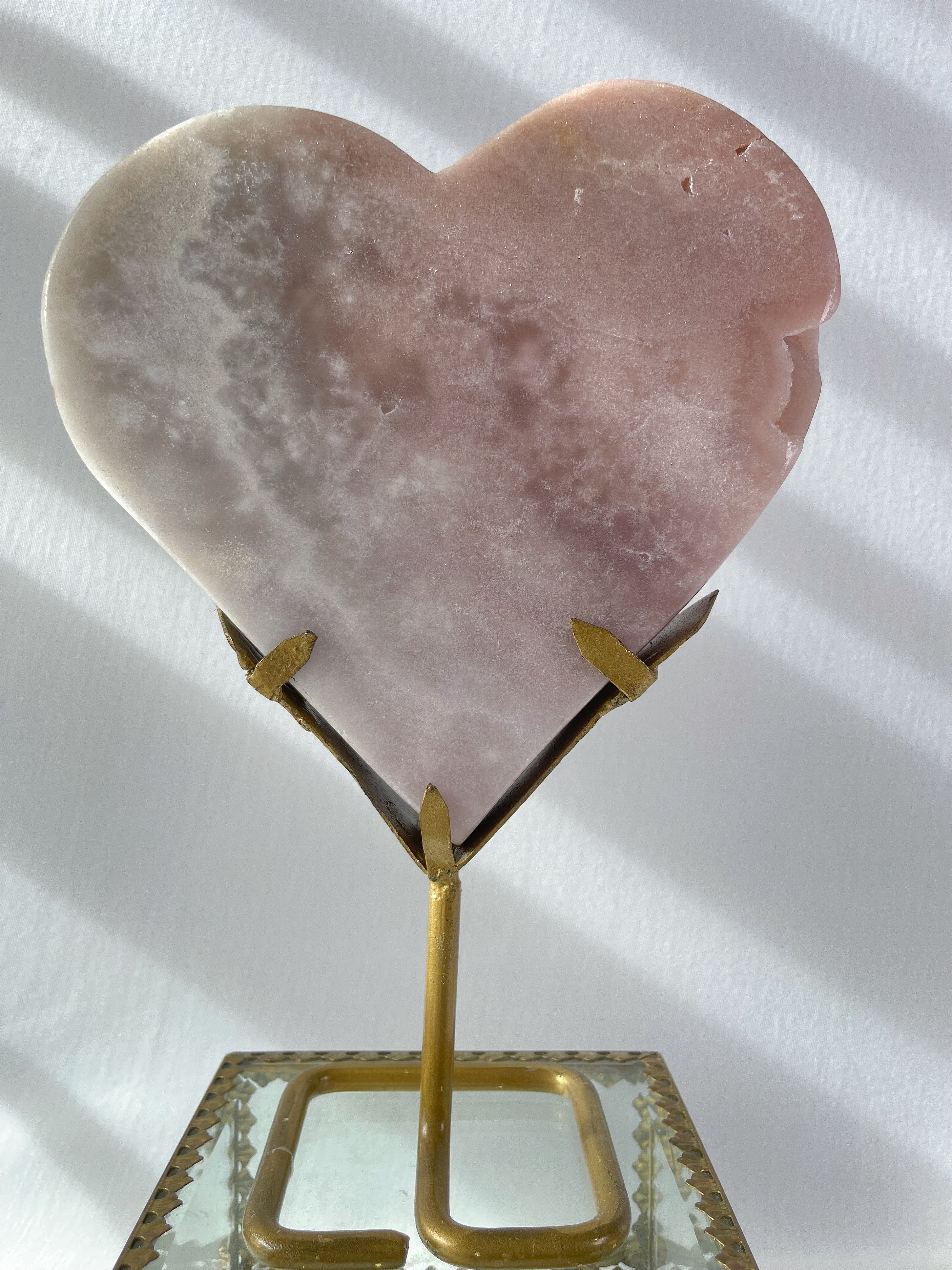Pink Amethyst Heart on Stand 8