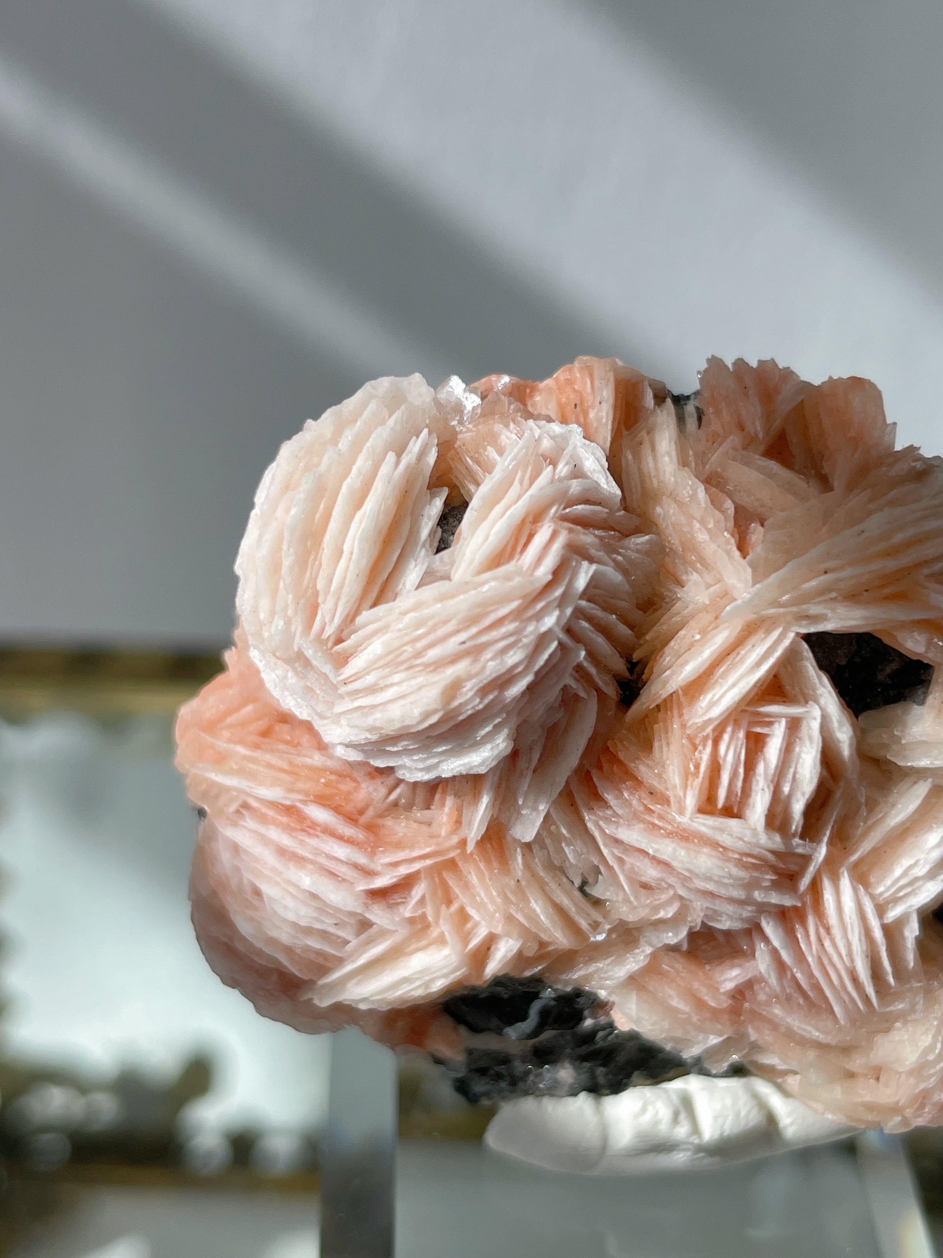 Flower Barite on Cerussite and Galena - Morocco