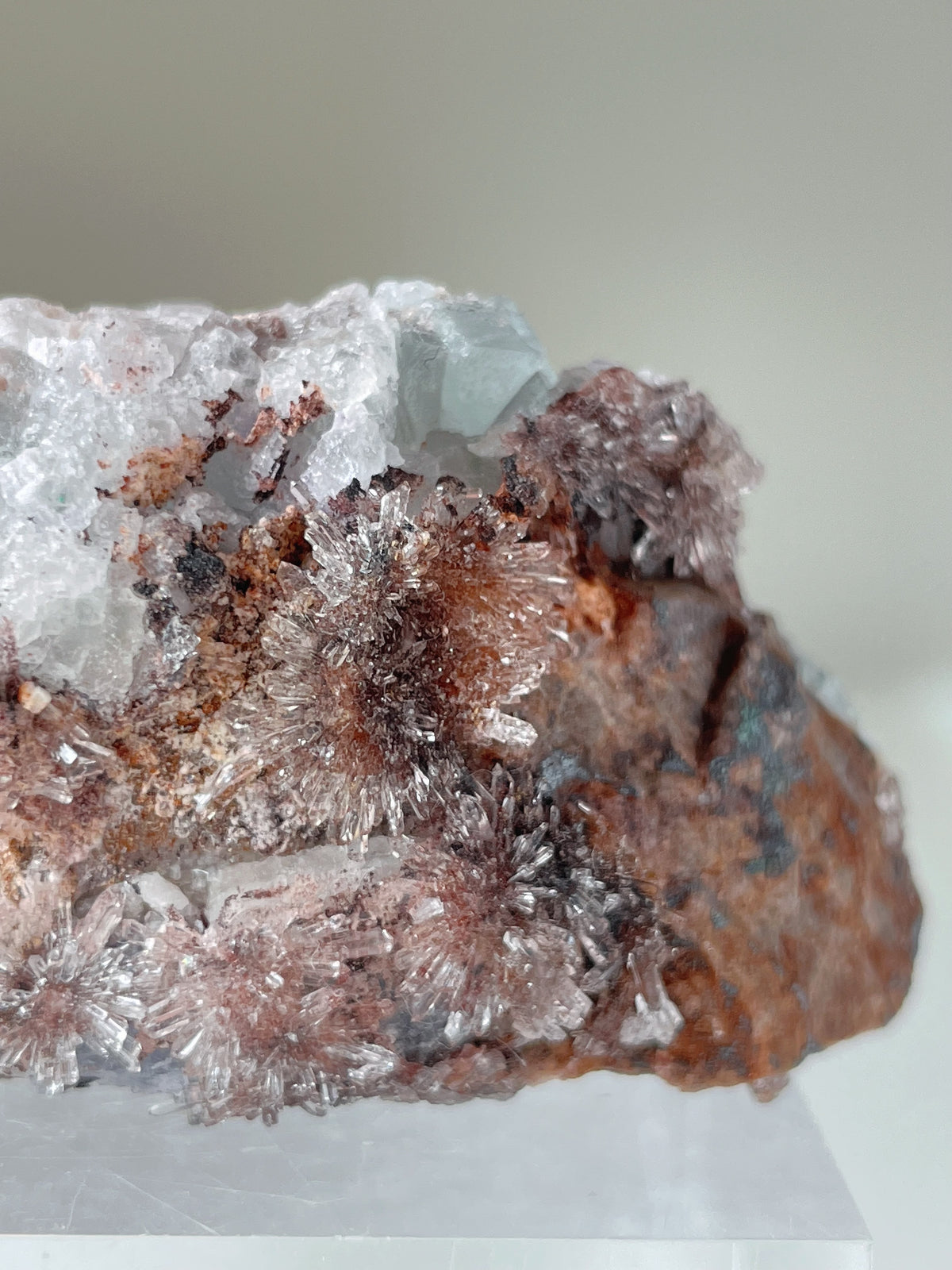 Creedite on Fluorite - Guizhou, China