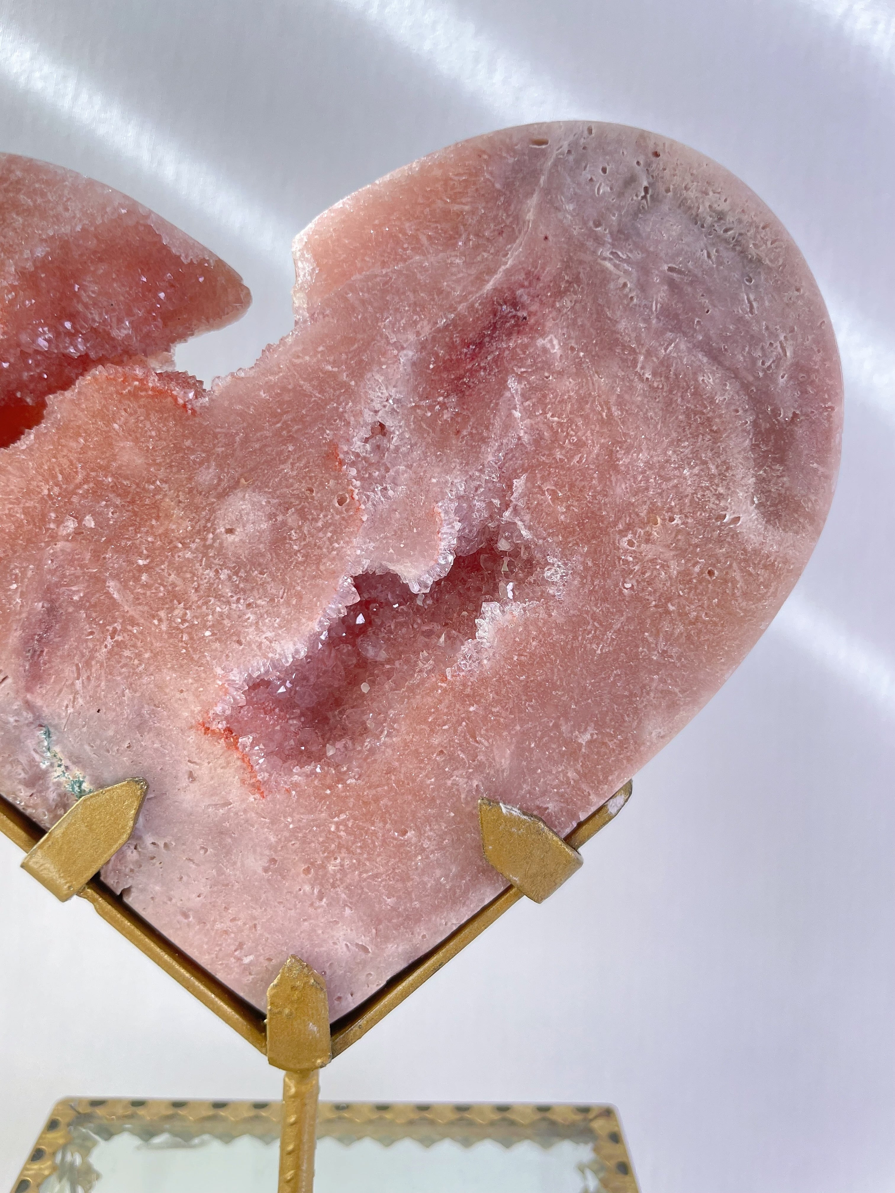 Pink Amethyst Heart on Stand 6