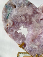 Pink Amethyst Heart on Stand 2