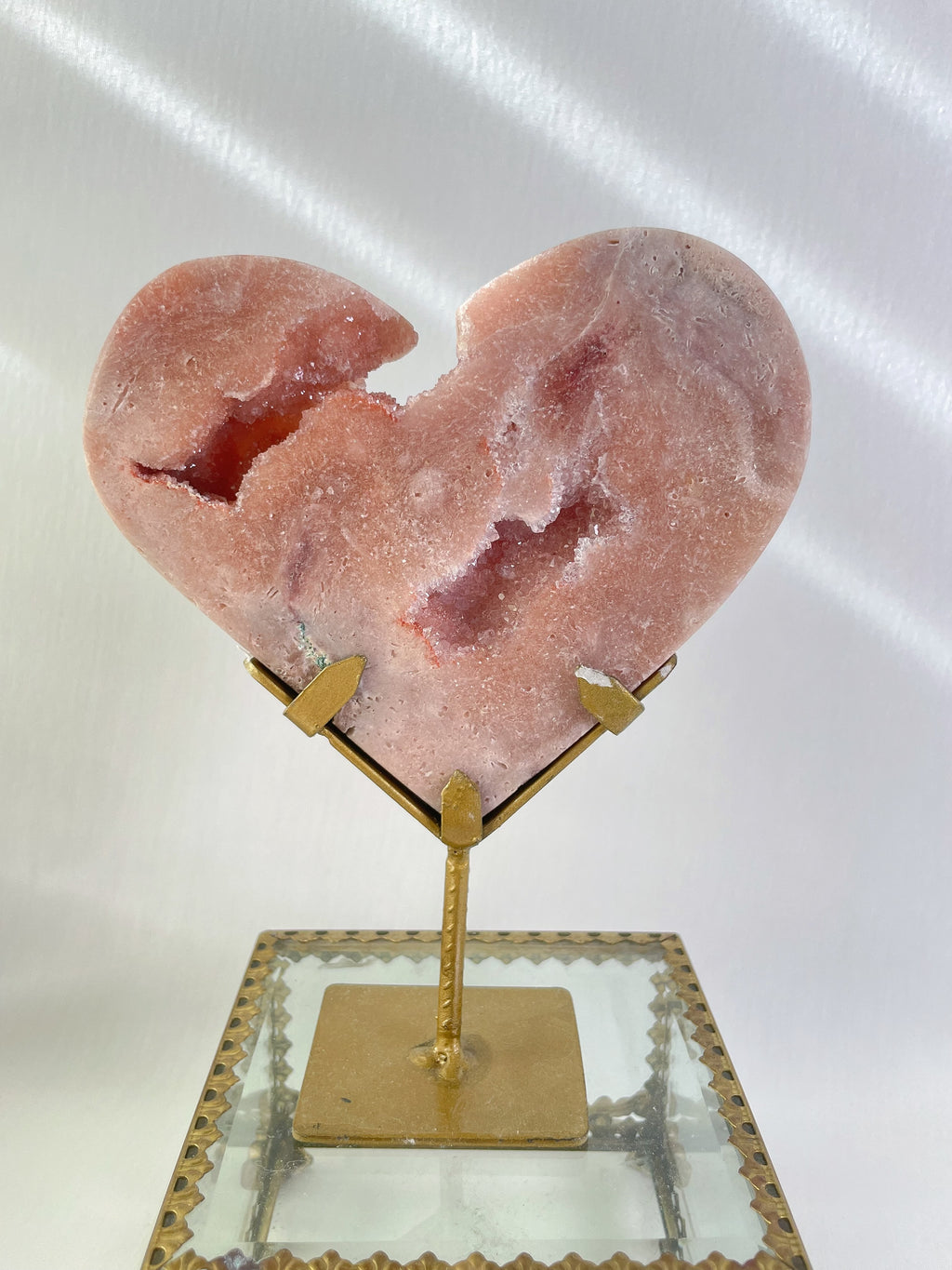 Pink Amethyst Heart on Stand 6