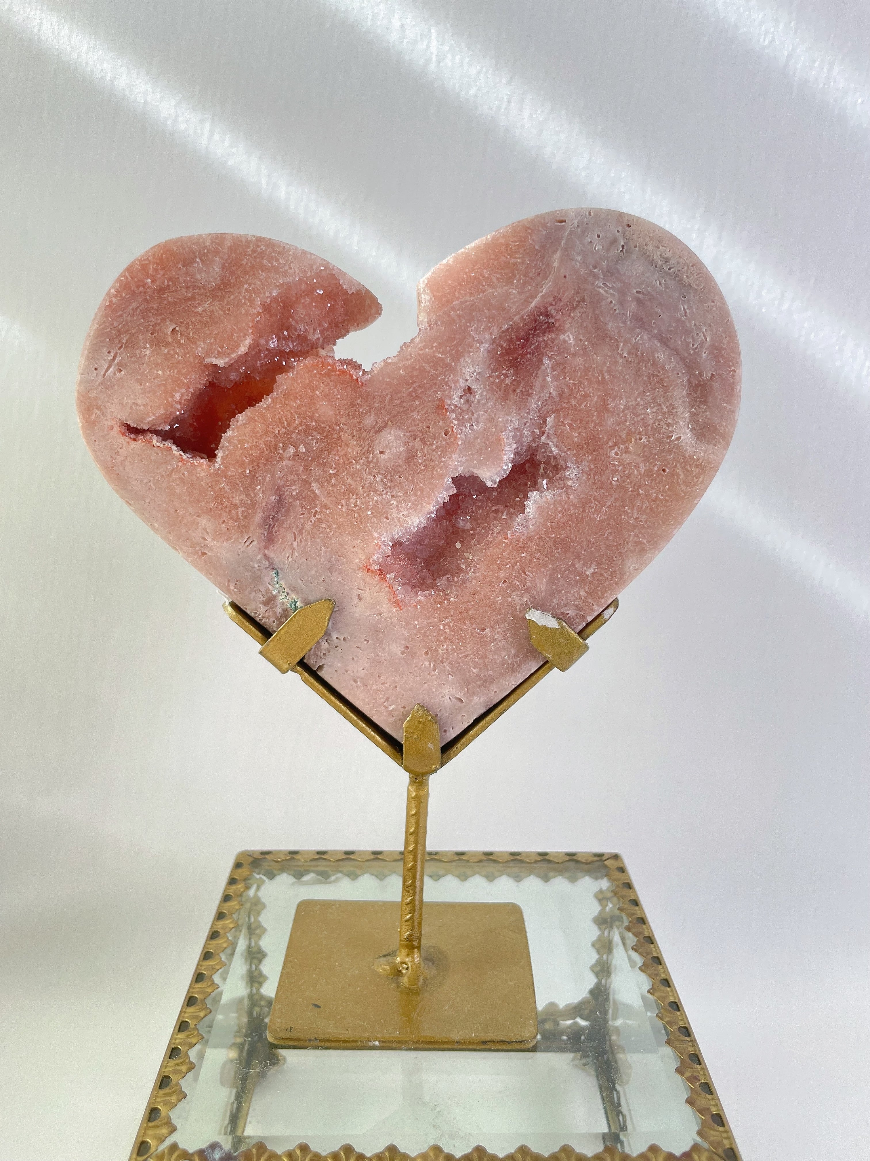 Pink Amethyst Heart on Stand 6
