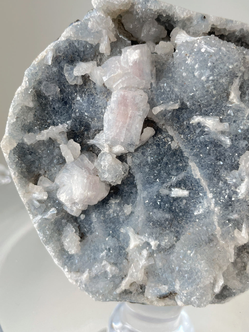 Blue Chalcedony Pink Stilbite Cluster 3
