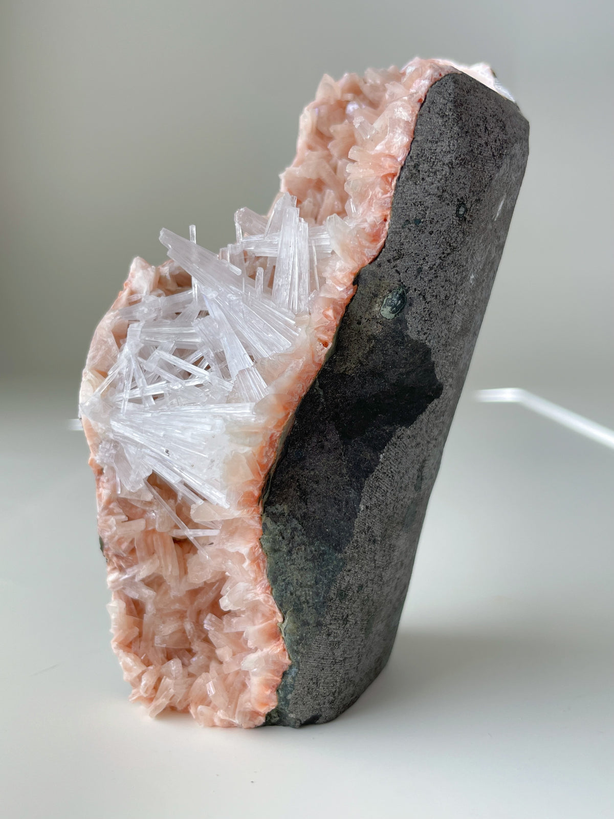 Mesolite on Pink Heulandite