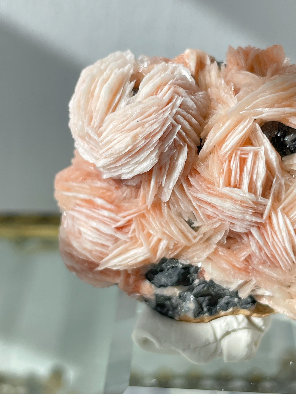 Flower Barite on Cerussite and Galena - Morocco