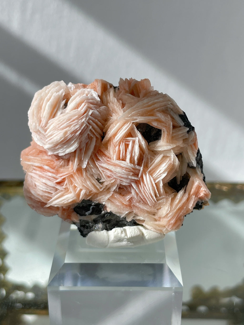 Flower Barite on Cerussite and Galena - Morocco