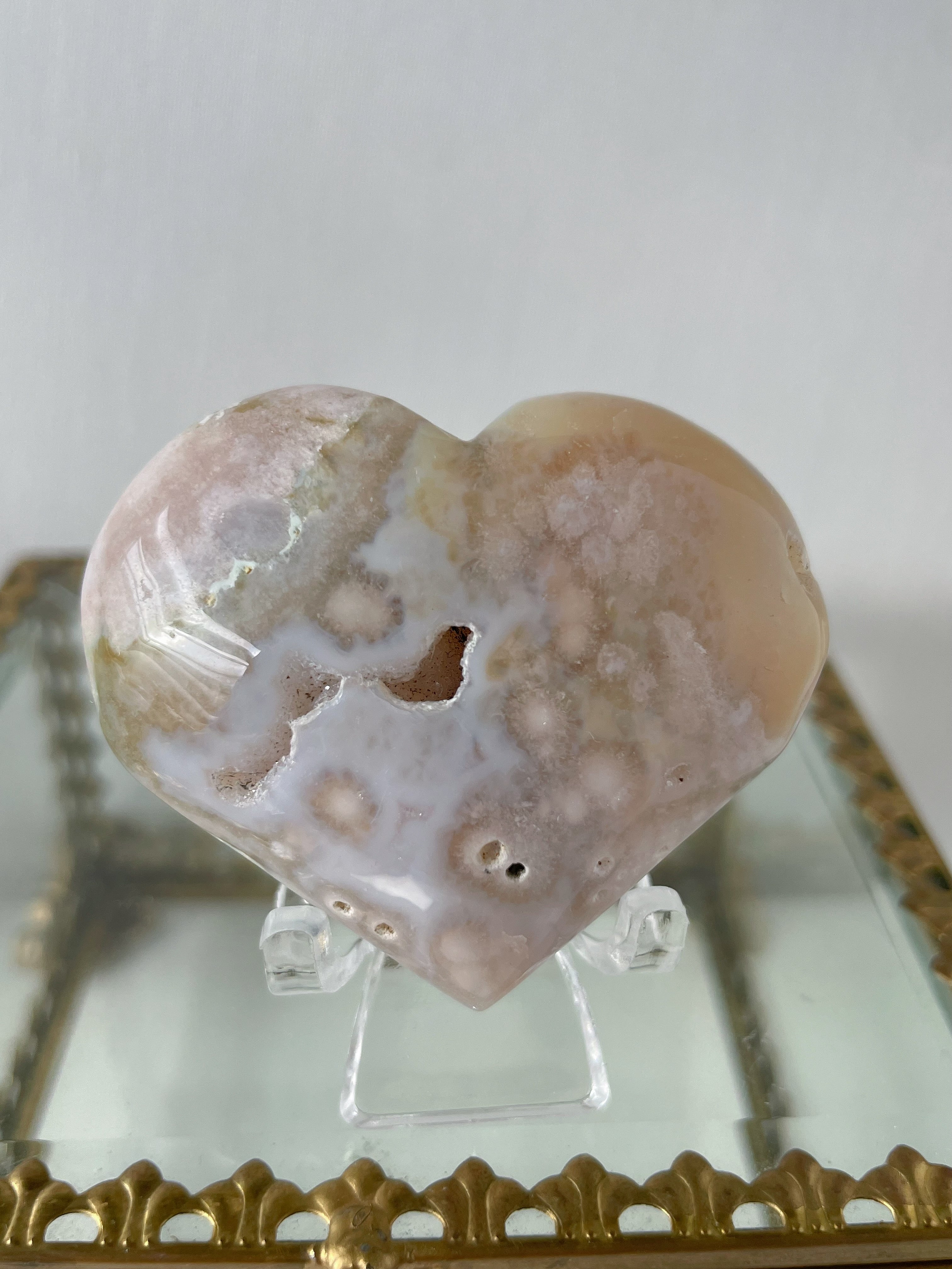 Green Flower Agate Heart