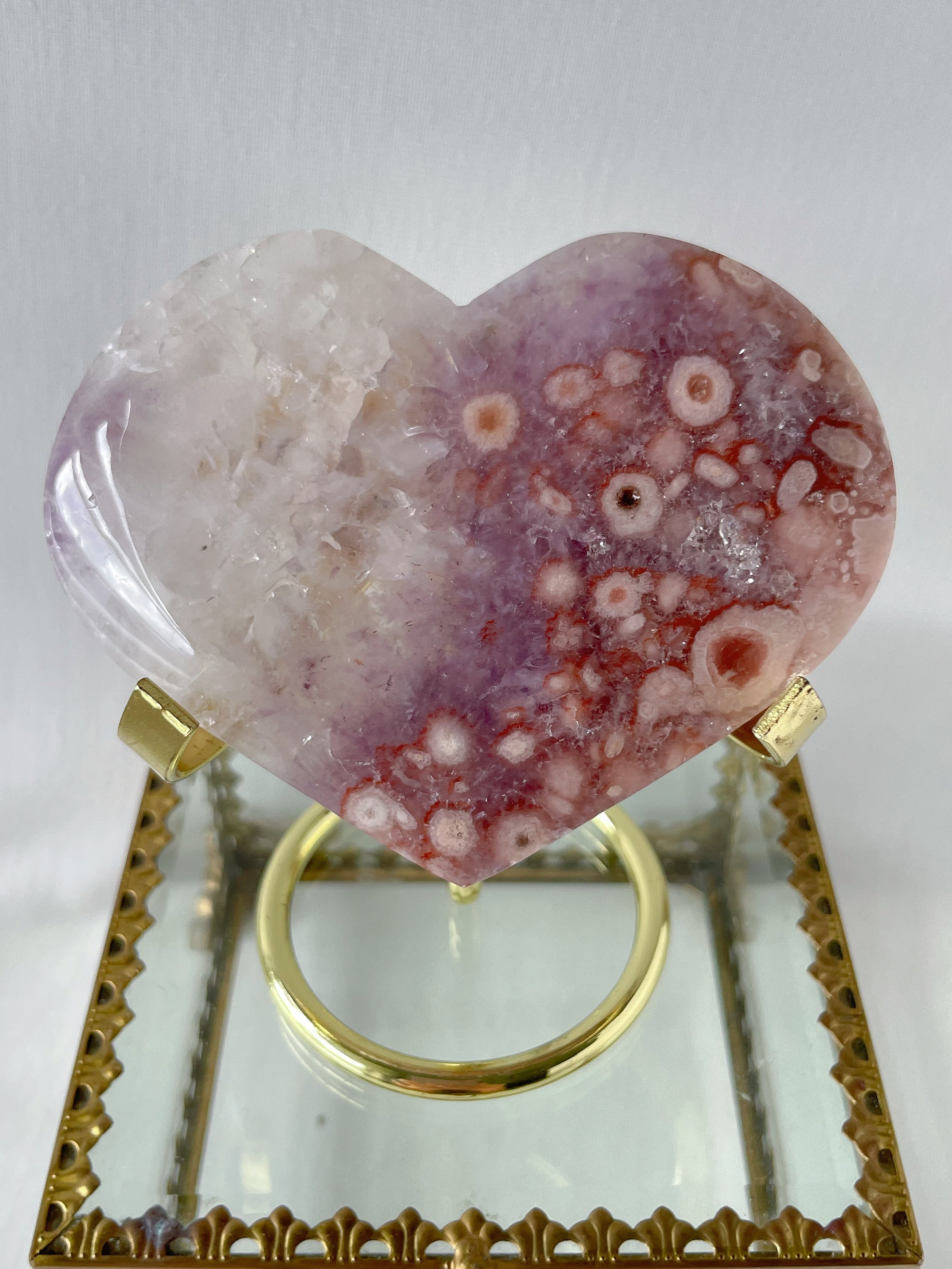 Flower Agate Purple Amethyst Heart