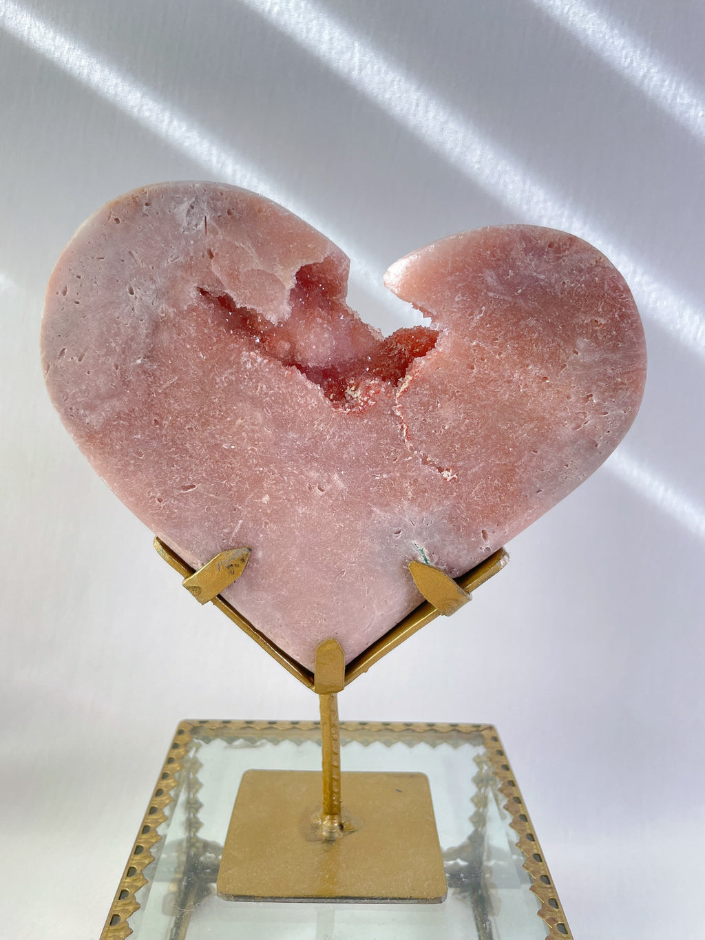 Pink Amethyst Heart on Stand 6