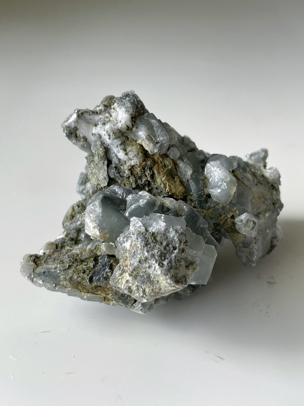 Grey Calcite with Graphite Cluster - China