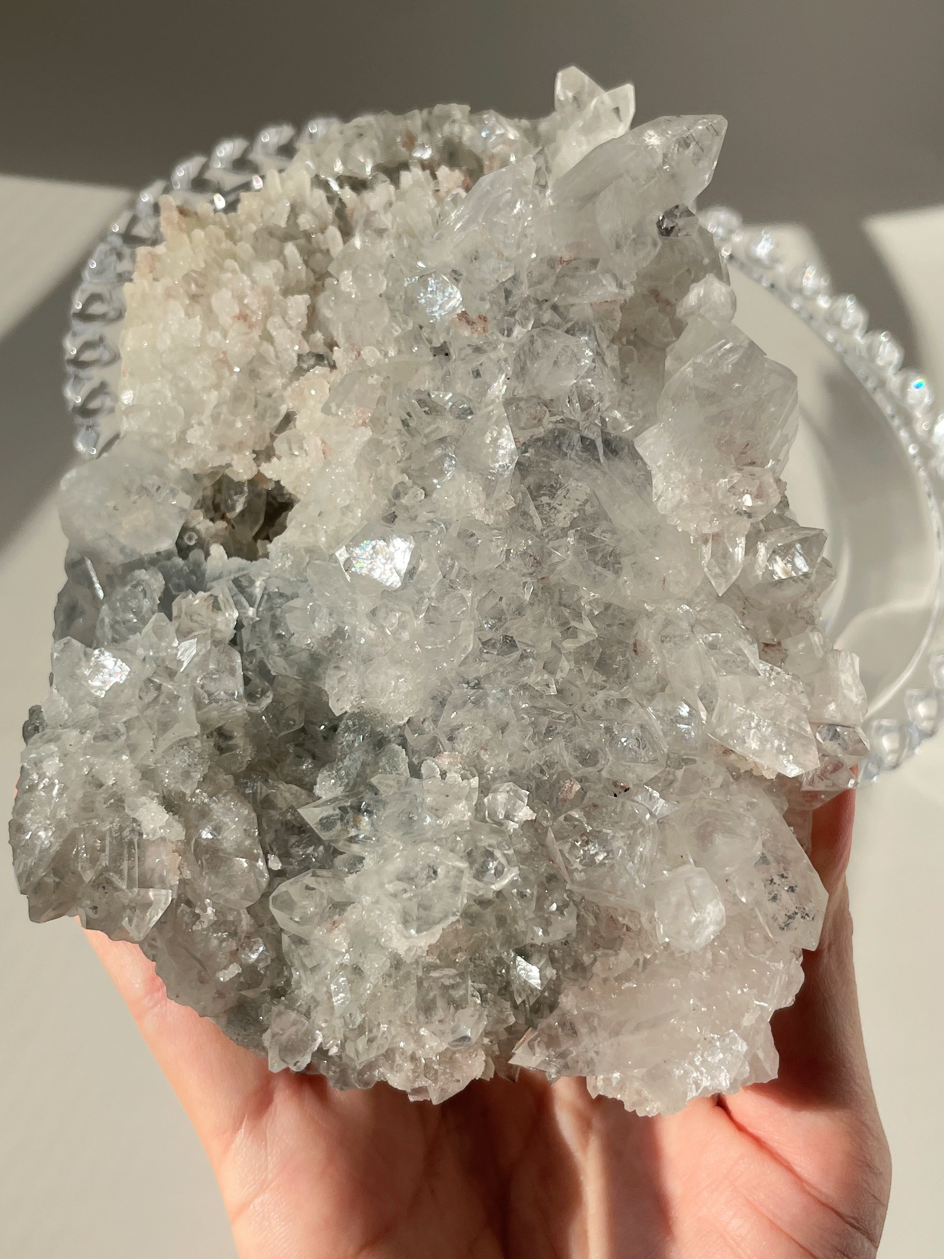 Apophyllite with Pink Calcite Cluster 2