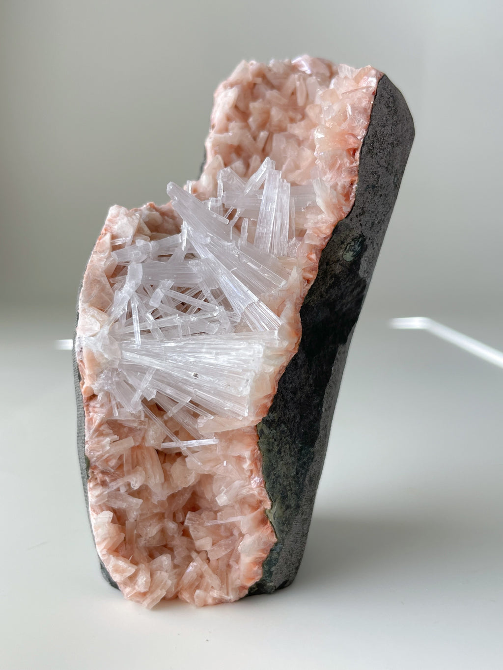 Mesolite on Pink Heulandite
