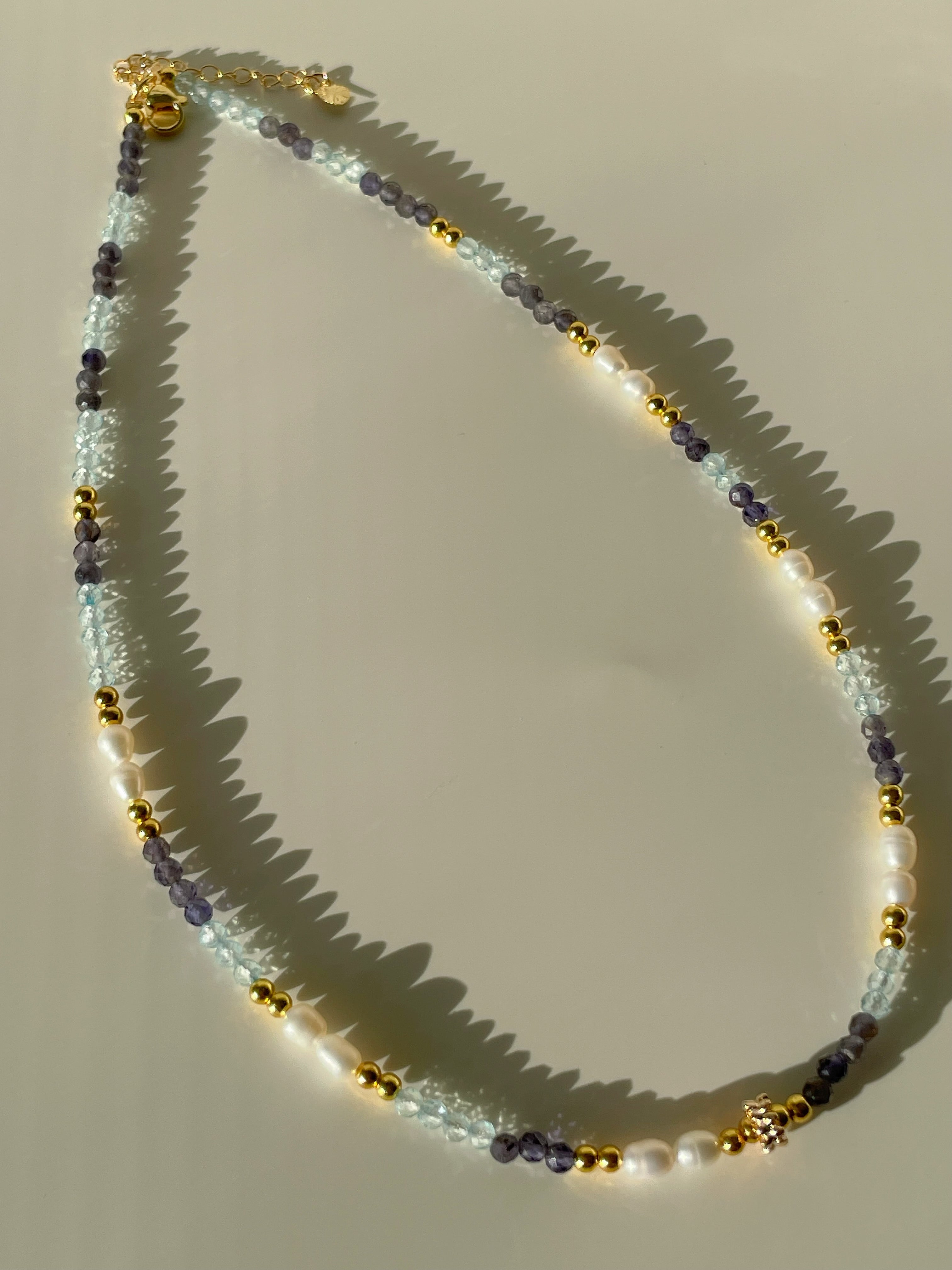 Iolite & Blue Topaz Crystal Necklace - 3mm Faceted