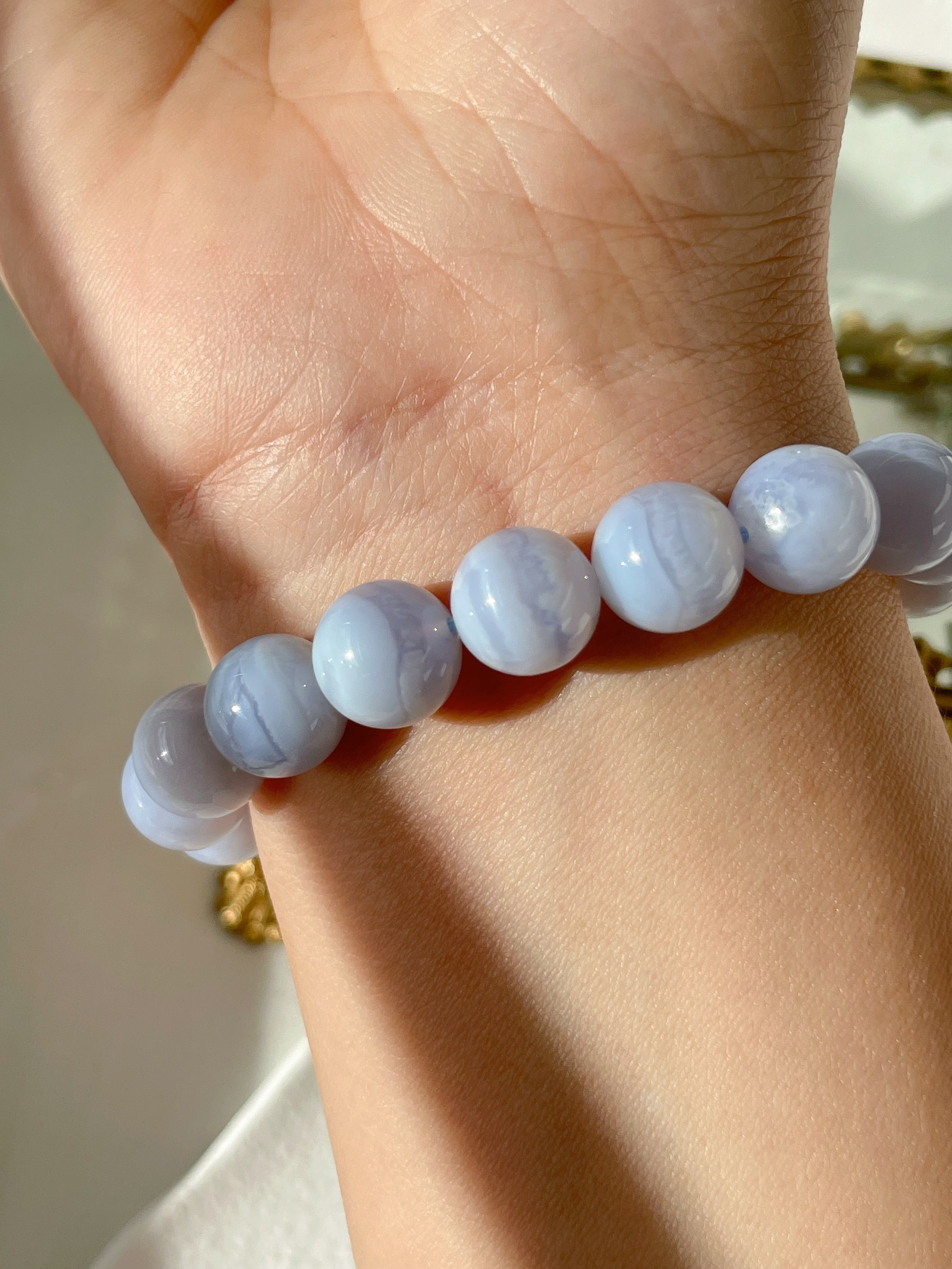 Blue Lace Agate Bracelet - 10.5mm