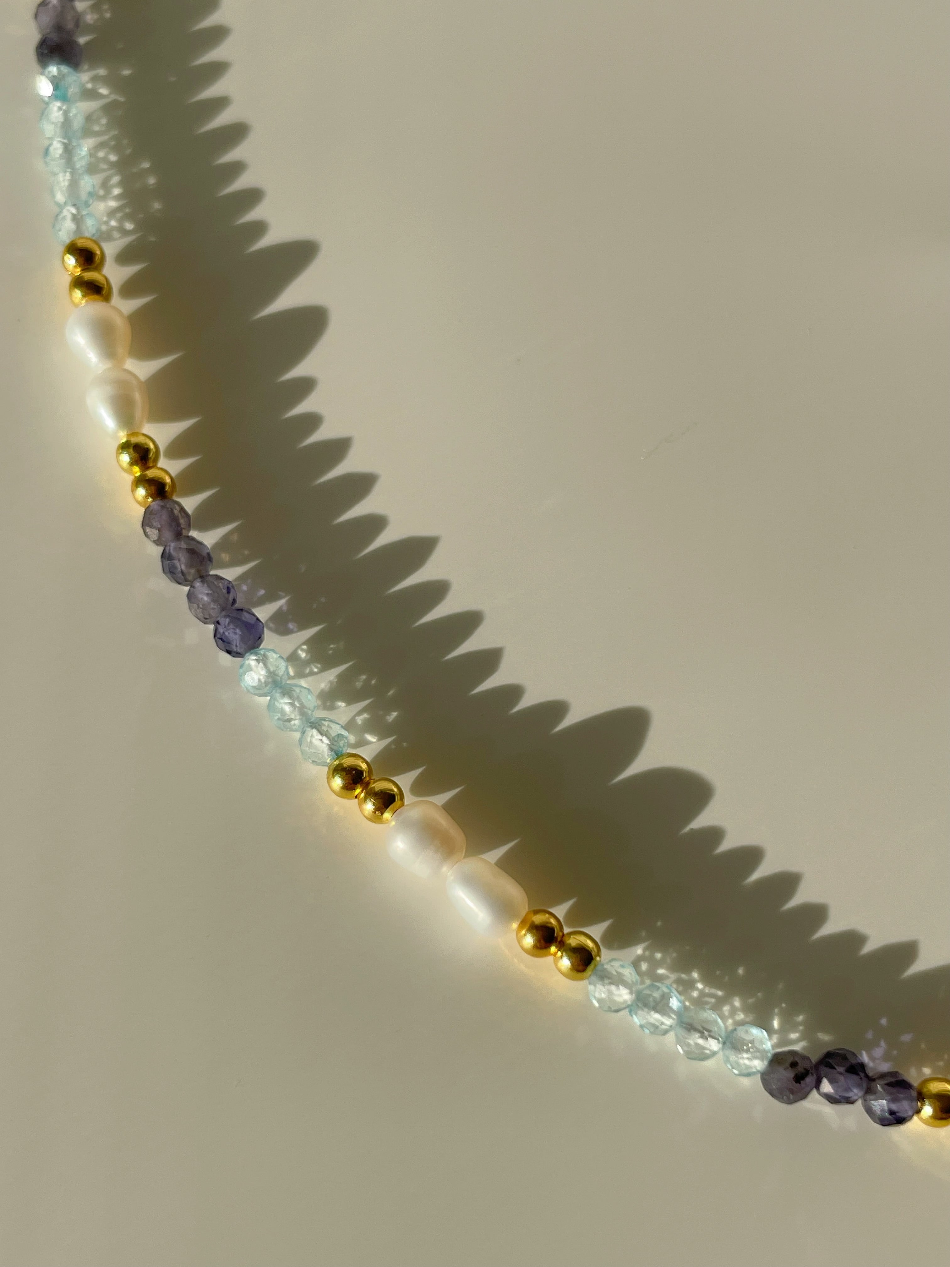 Iolite & Blue Topaz Crystal Necklace - 3mm Faceted