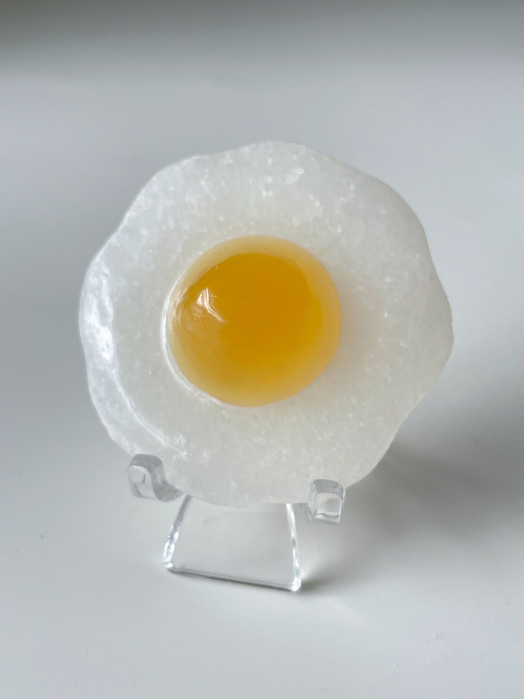 Orange Calcite & White Jade Egg Carving
