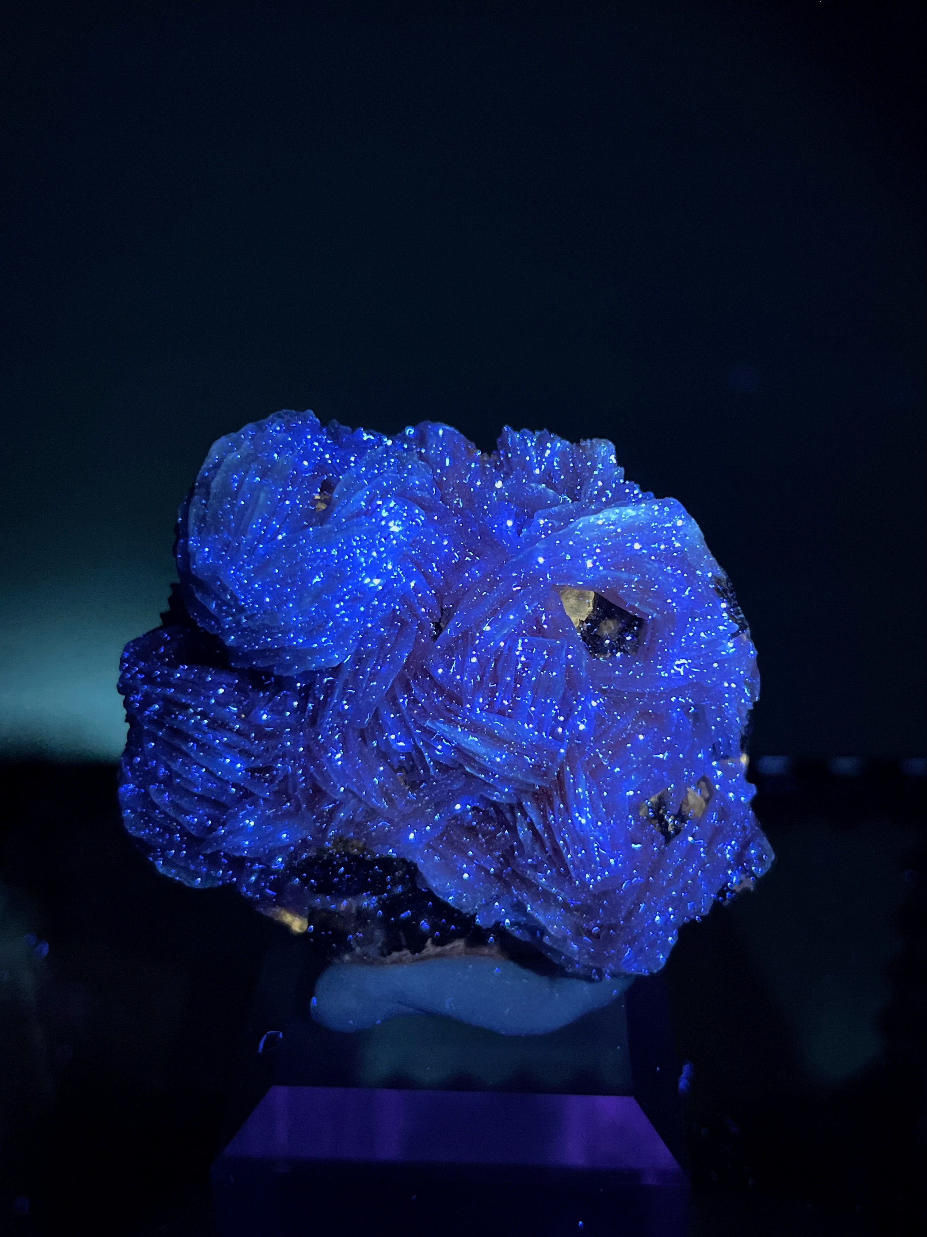 Flower Barite on Cerussite and Galena - Morocco