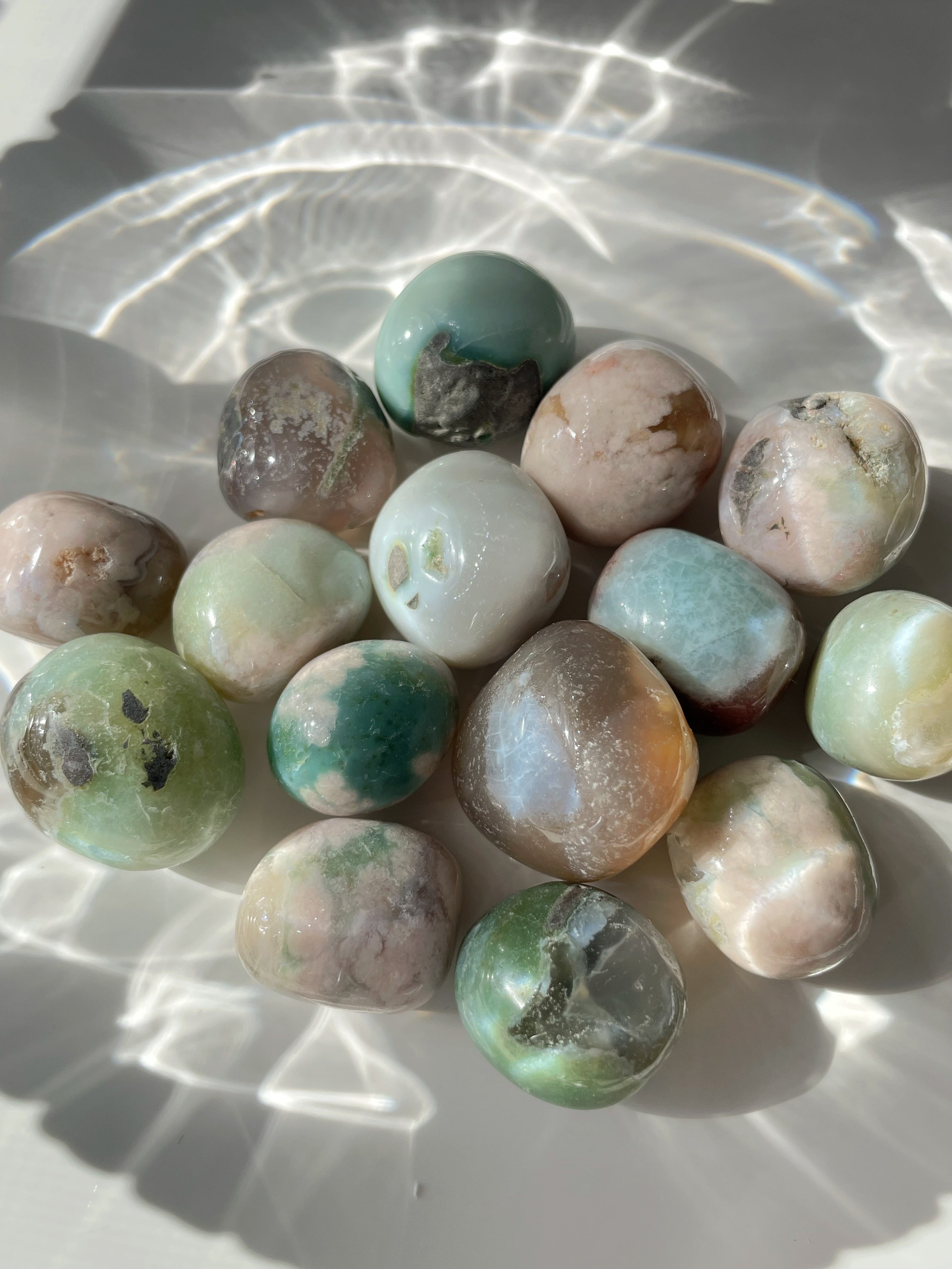 Green Flower Agate Tumbles - Intuitively Chosen