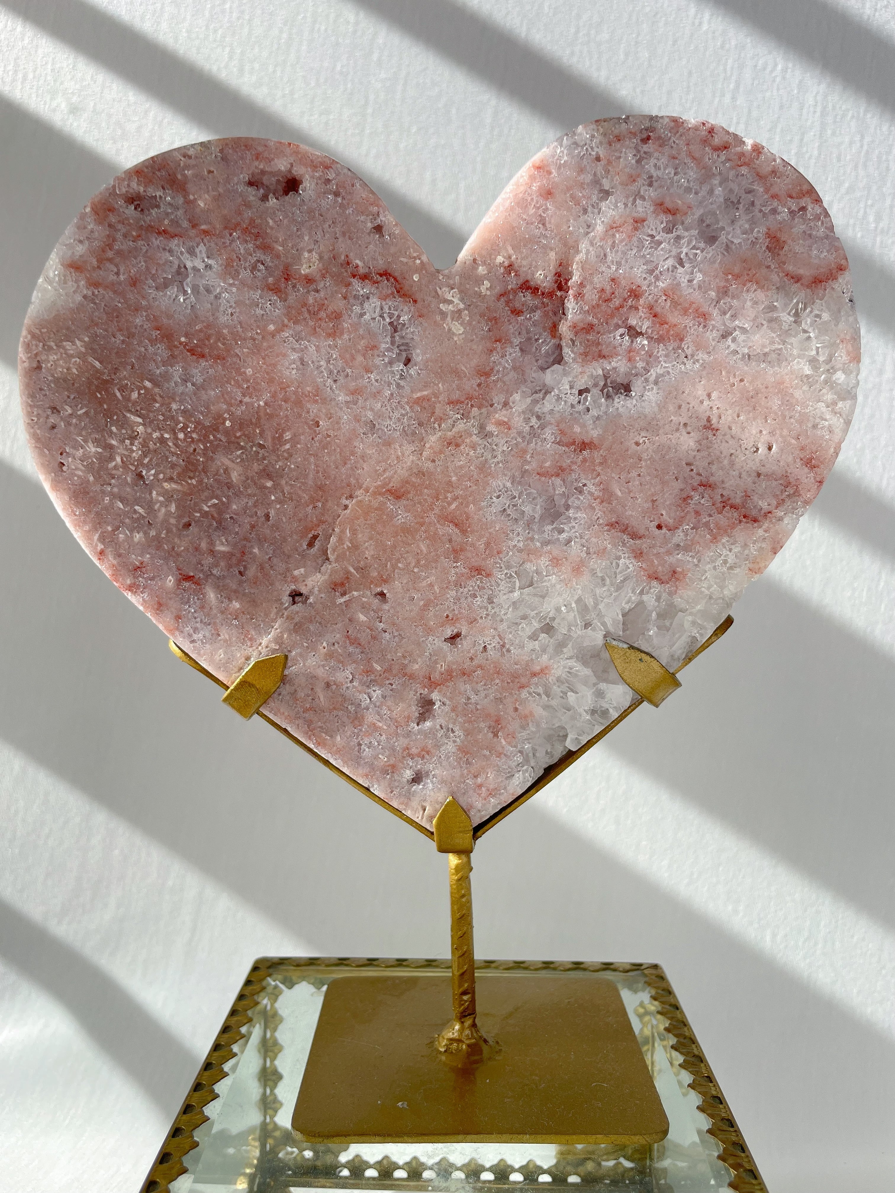 Pink Amethyst Heart on Stand 9