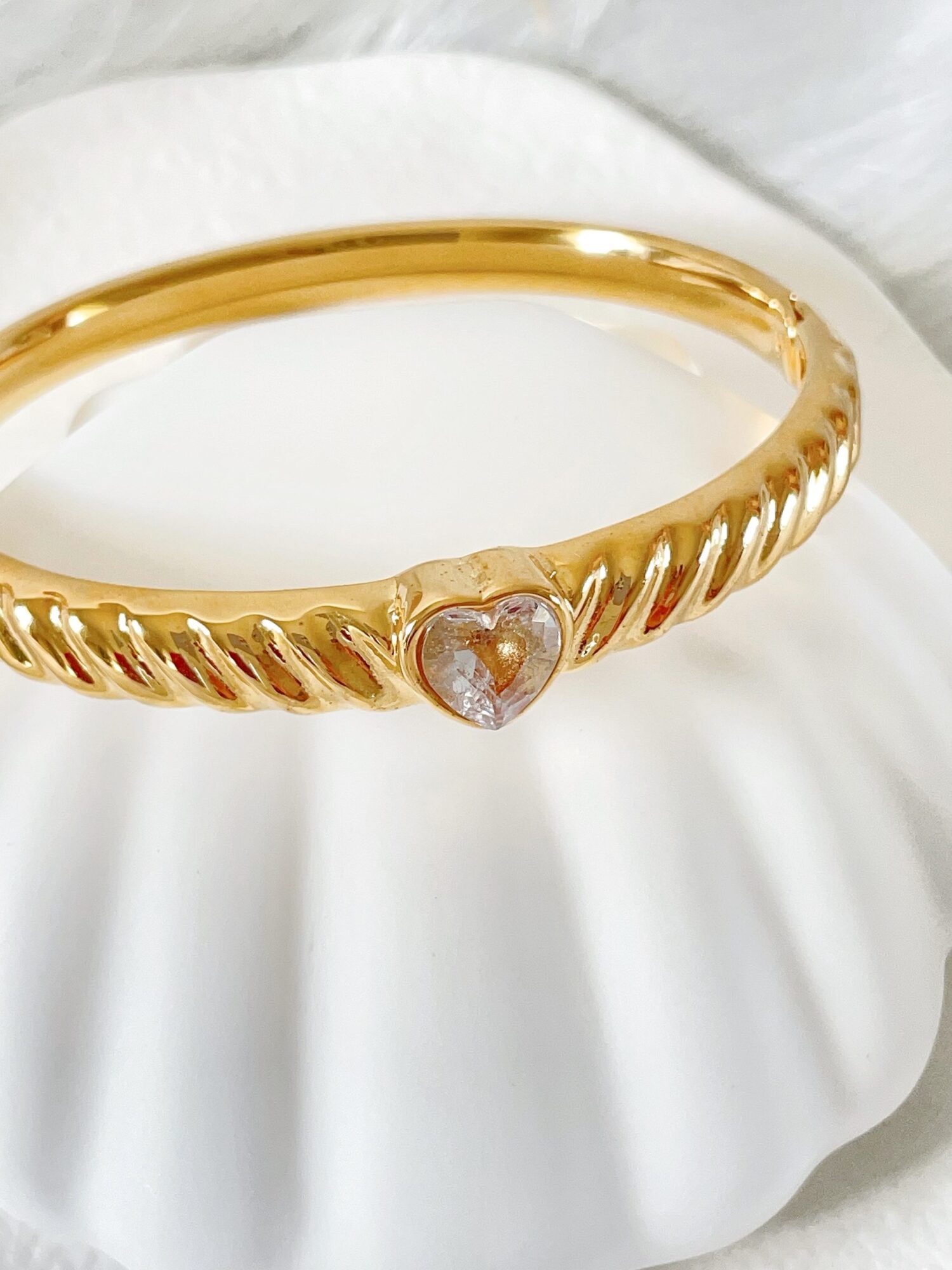 Waterproof Gold Heart Bangle | 18k Gold Filled – Tessa image 1