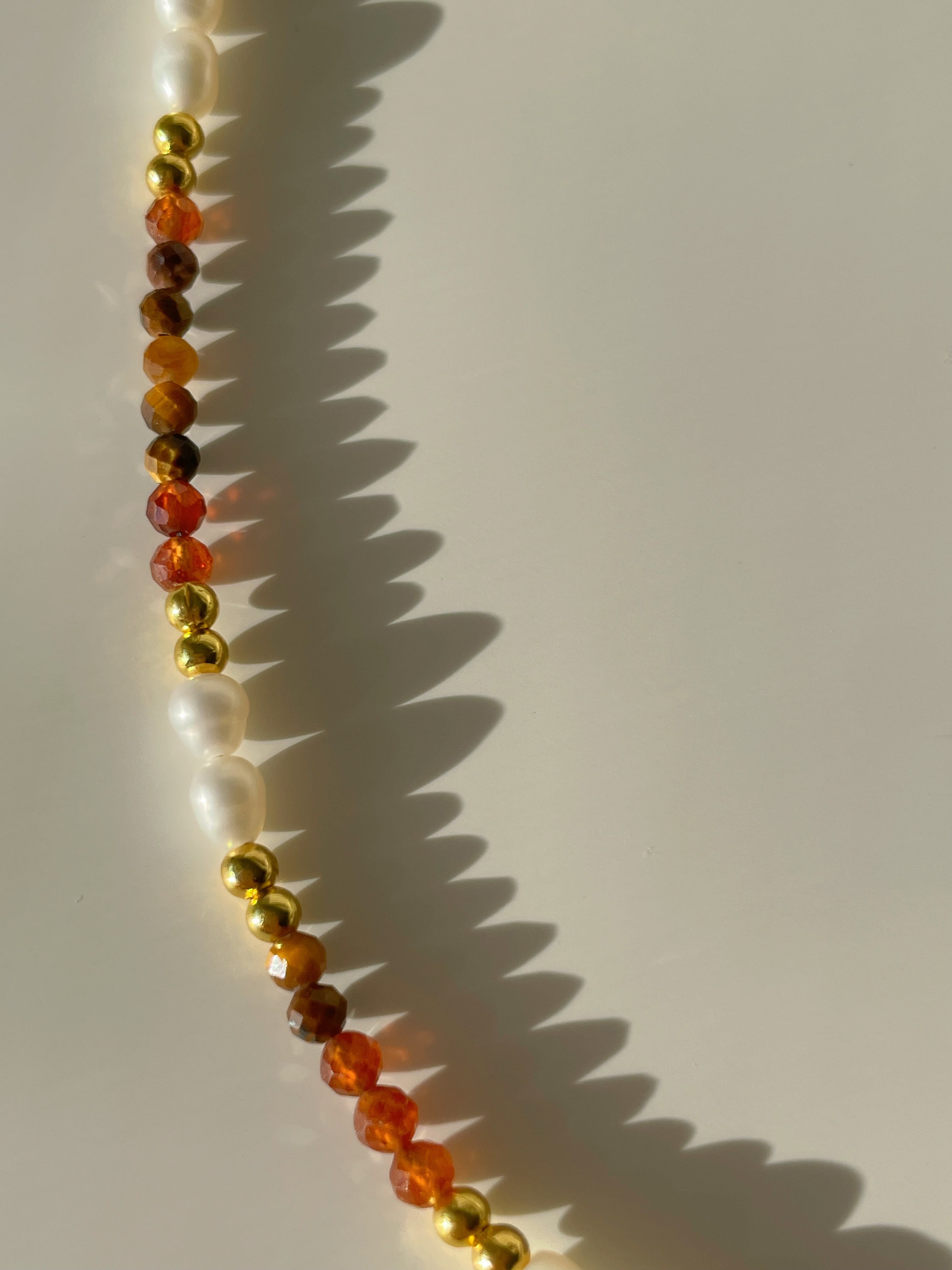 Tiger's Eye & Garnet Crystal Necklace - 3mm Faceted