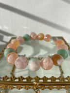 Green Flower Agate Bracelet - Chunky 14mm