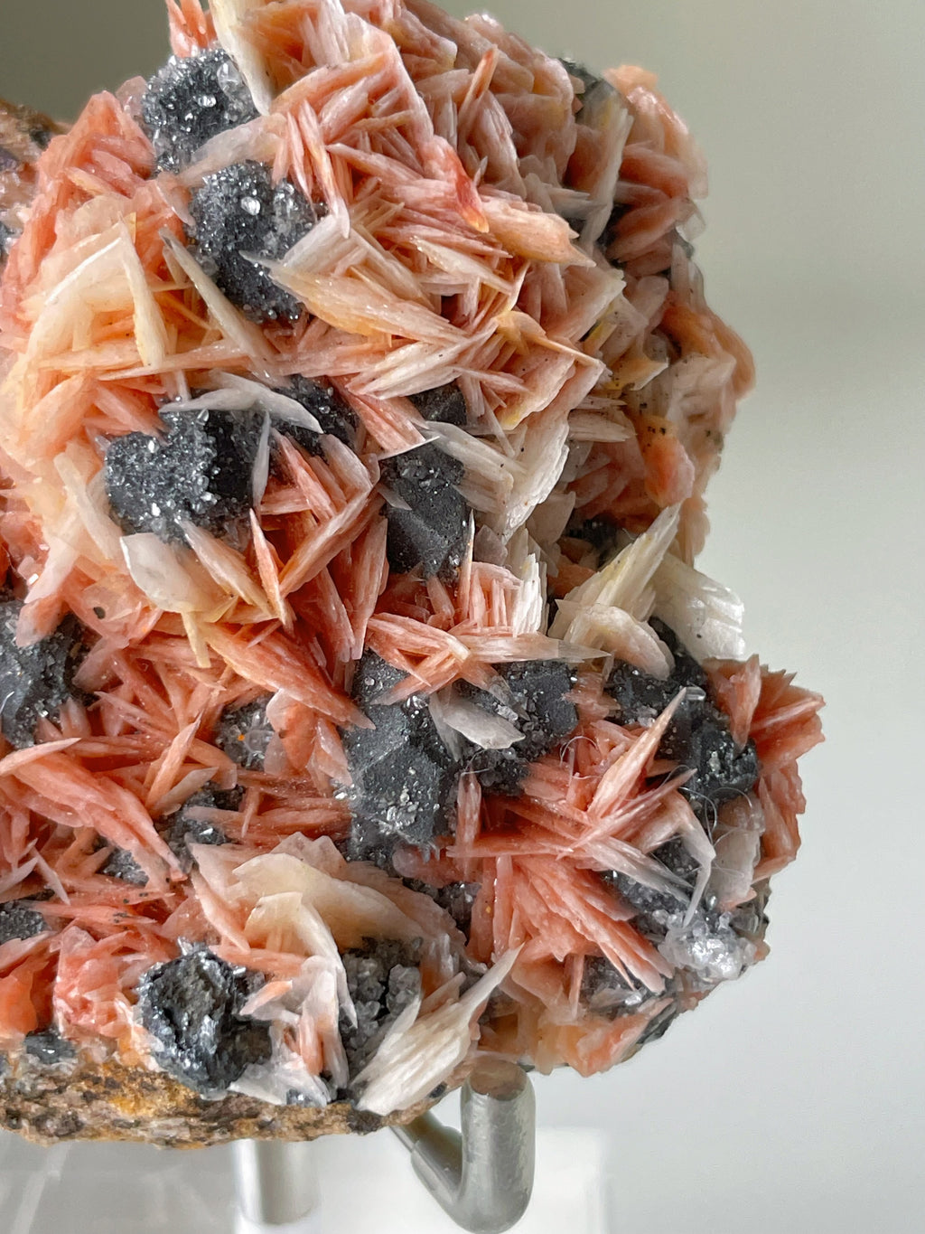 Bi-colour Pink Barite with Galena & Cerussite - Midelt Province, Morocco