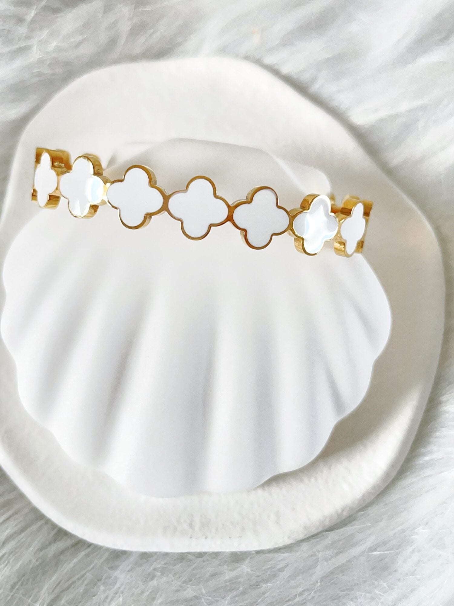 Waterproof Gold Clover Bangle | 18k Gold Filled – Orelia image 0