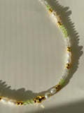 Peridot & Grey Moonstone Crystal Necklace - 3mm Faceted