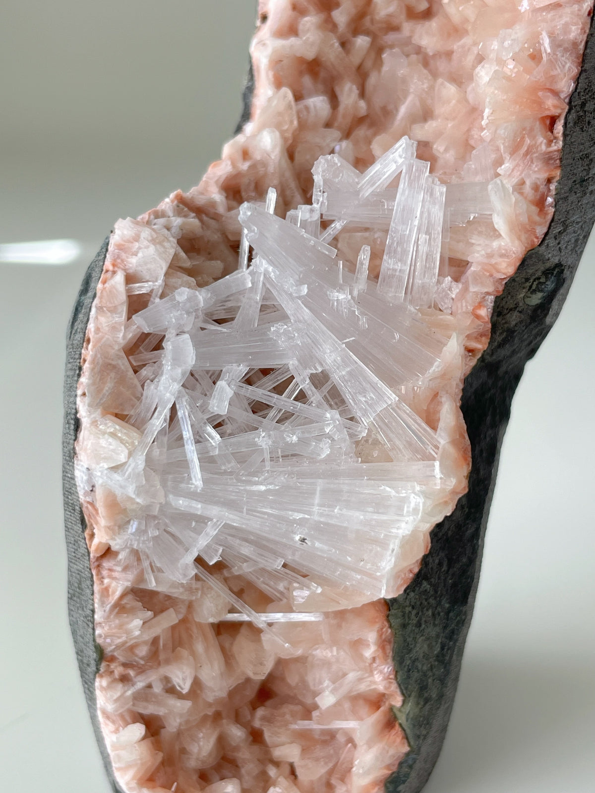 Mesolite on Pink Heulandite