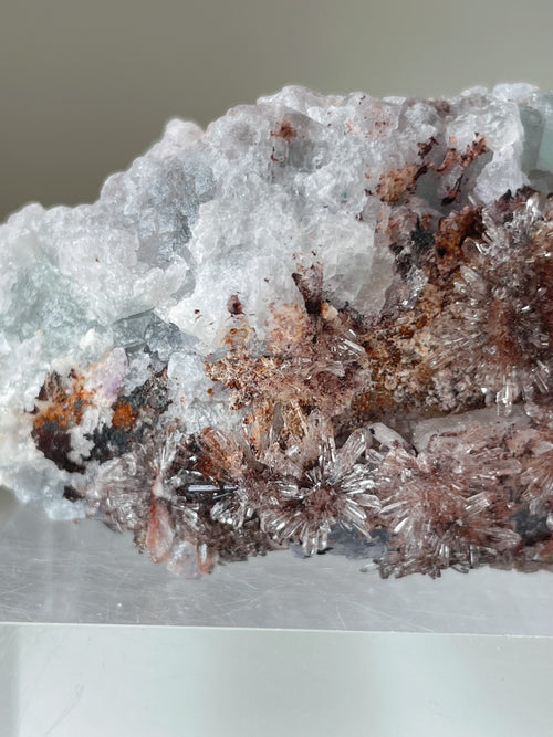 Creedite on Fluorite - Guizhou, China