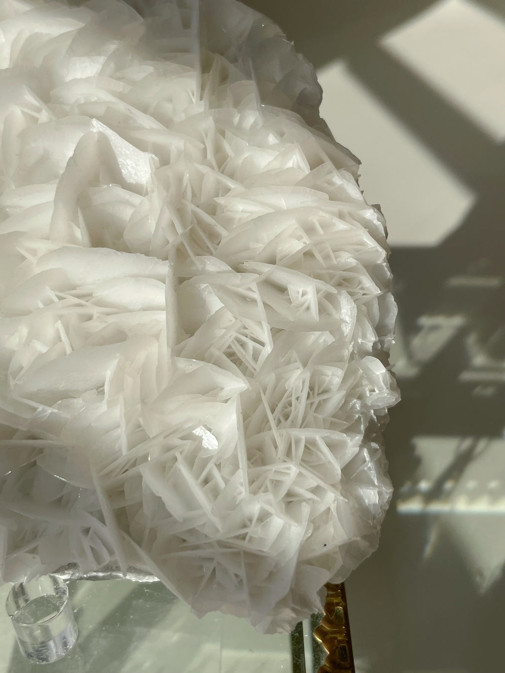Beautiful petal bladed calcite specimen with intricate layered formations, showcasing a stunning natural texture.