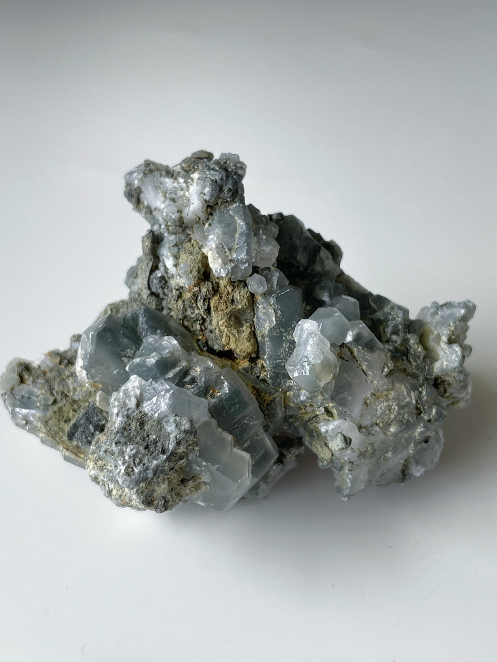 Grey Calcite with Graphite Cluster - China