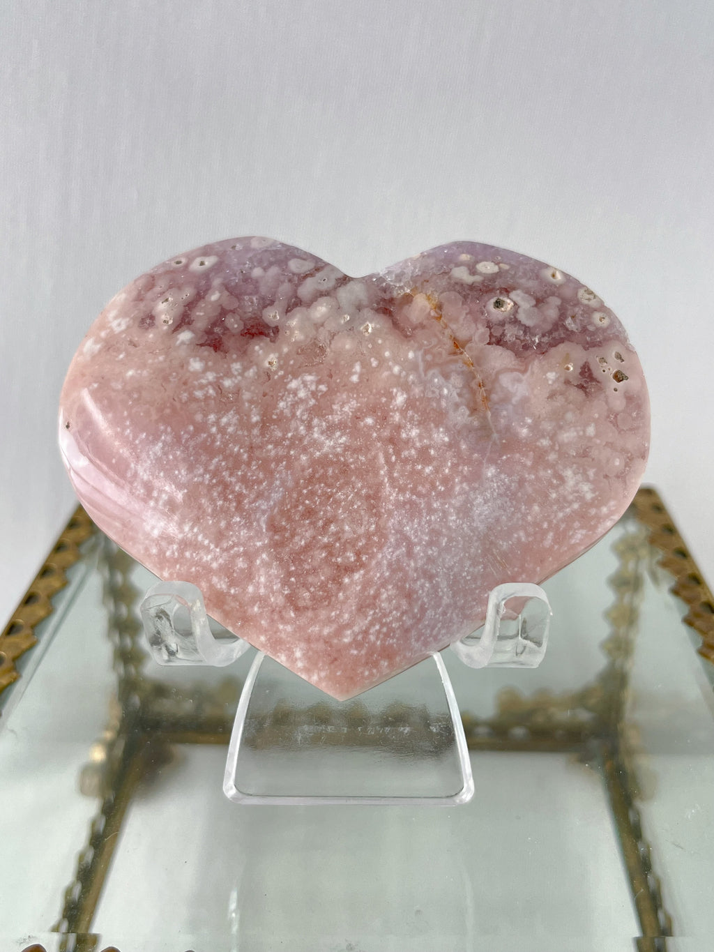 Flower Agate Purple Amethyst Heart 3