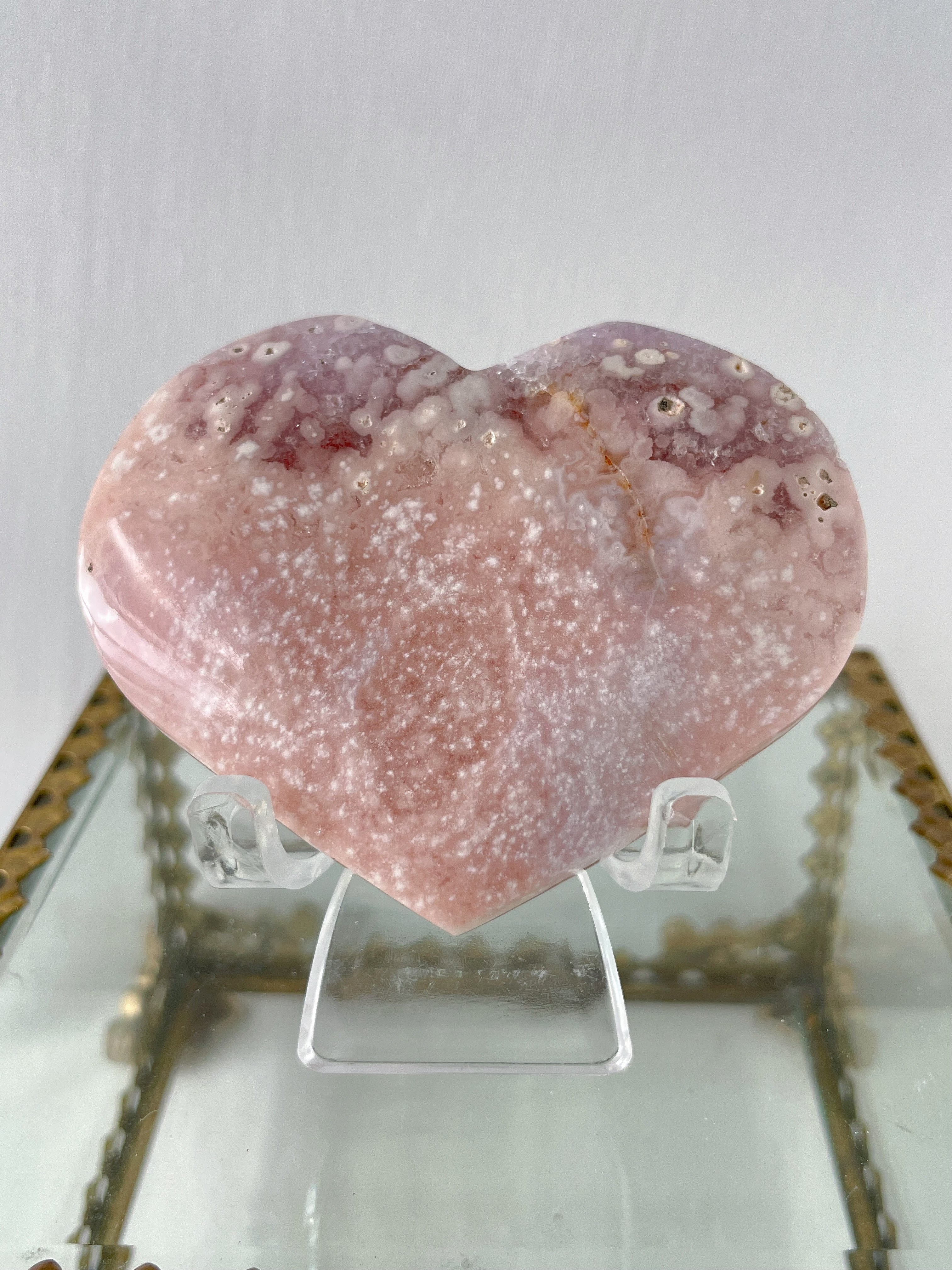 Flower Agate Purple Amethyst Heart 3