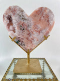 Pink Amethyst Heart on Stand 1